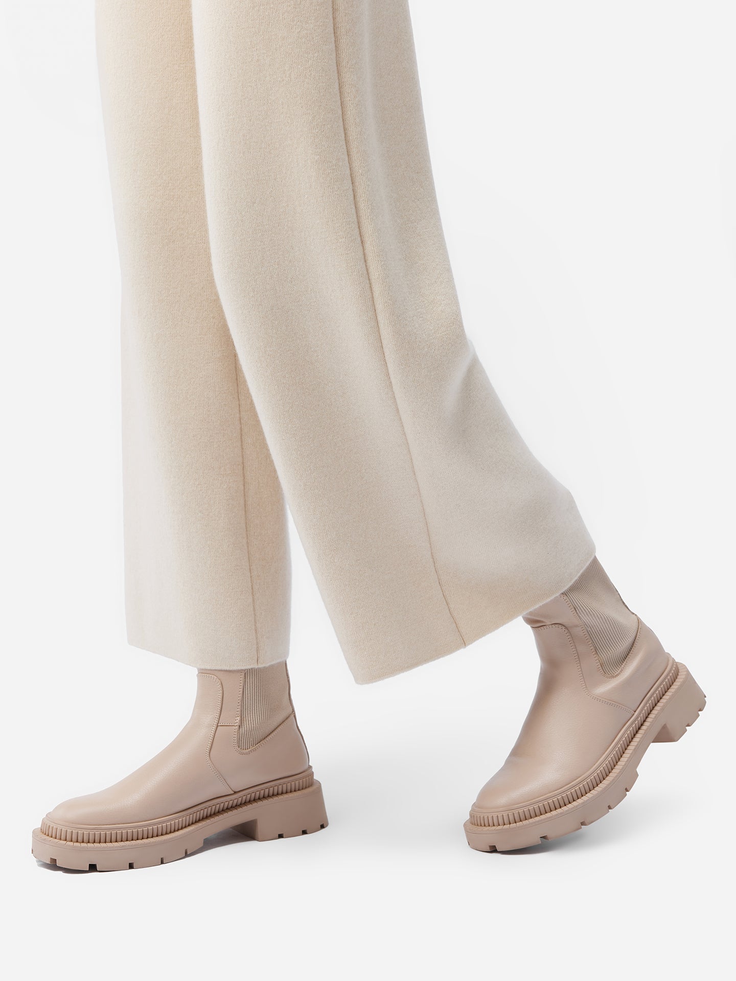 Women's Organic Cashmere Wide-Leg Pants Off White - Gobi Cashmere