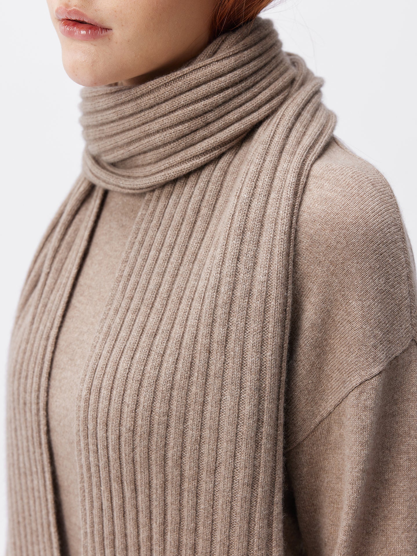 Unisex Organic Colour Responsible Cashmere Scarf Taupe - Gobi Cashmere