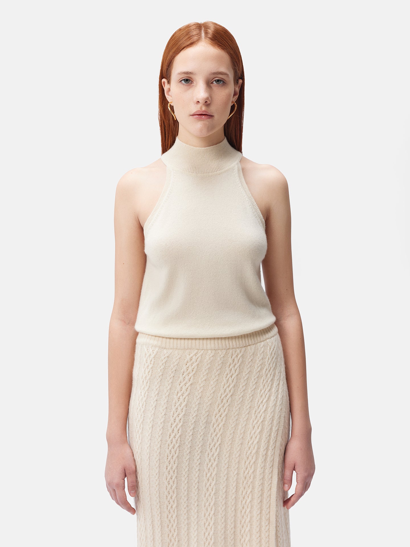 Women's Organic Cashmere Turtleneck Top Off White - Gobi Cashmere