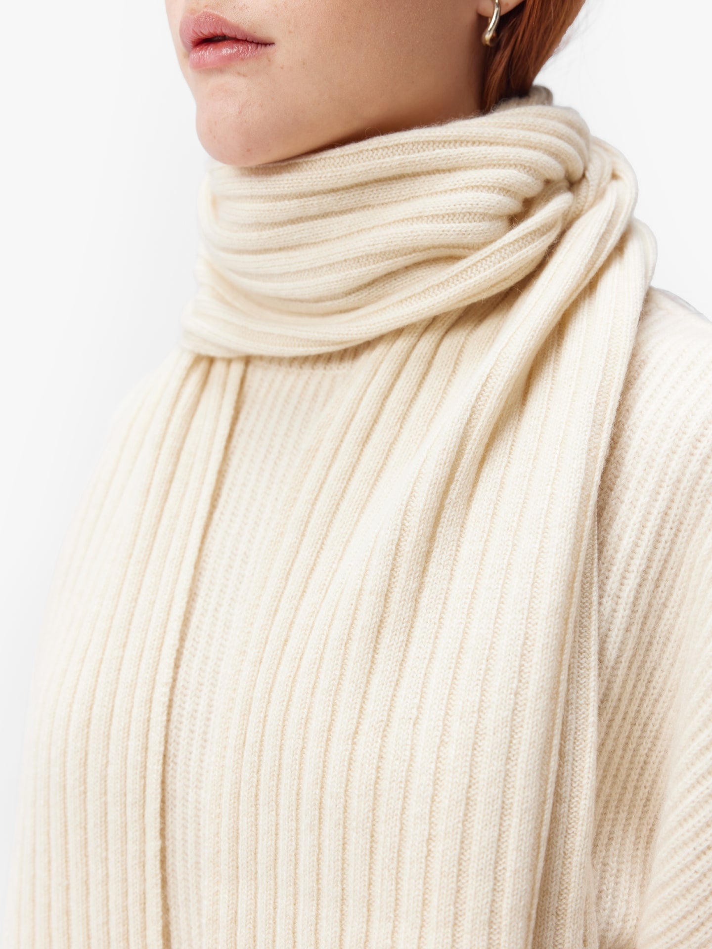 Unisex Responsible Cashmere Scarf Off White - Gobi Cashmere