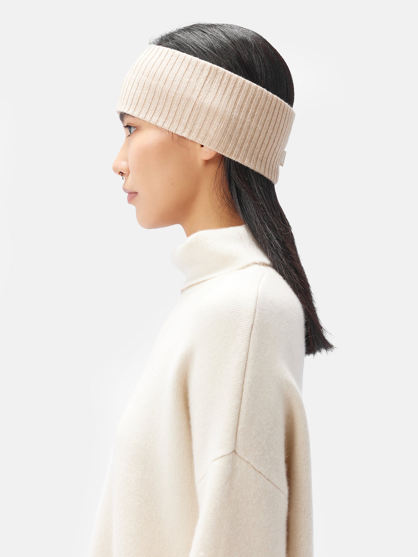 Unisex Responsible Cashmere Headband Beige - Gobi Cashmere