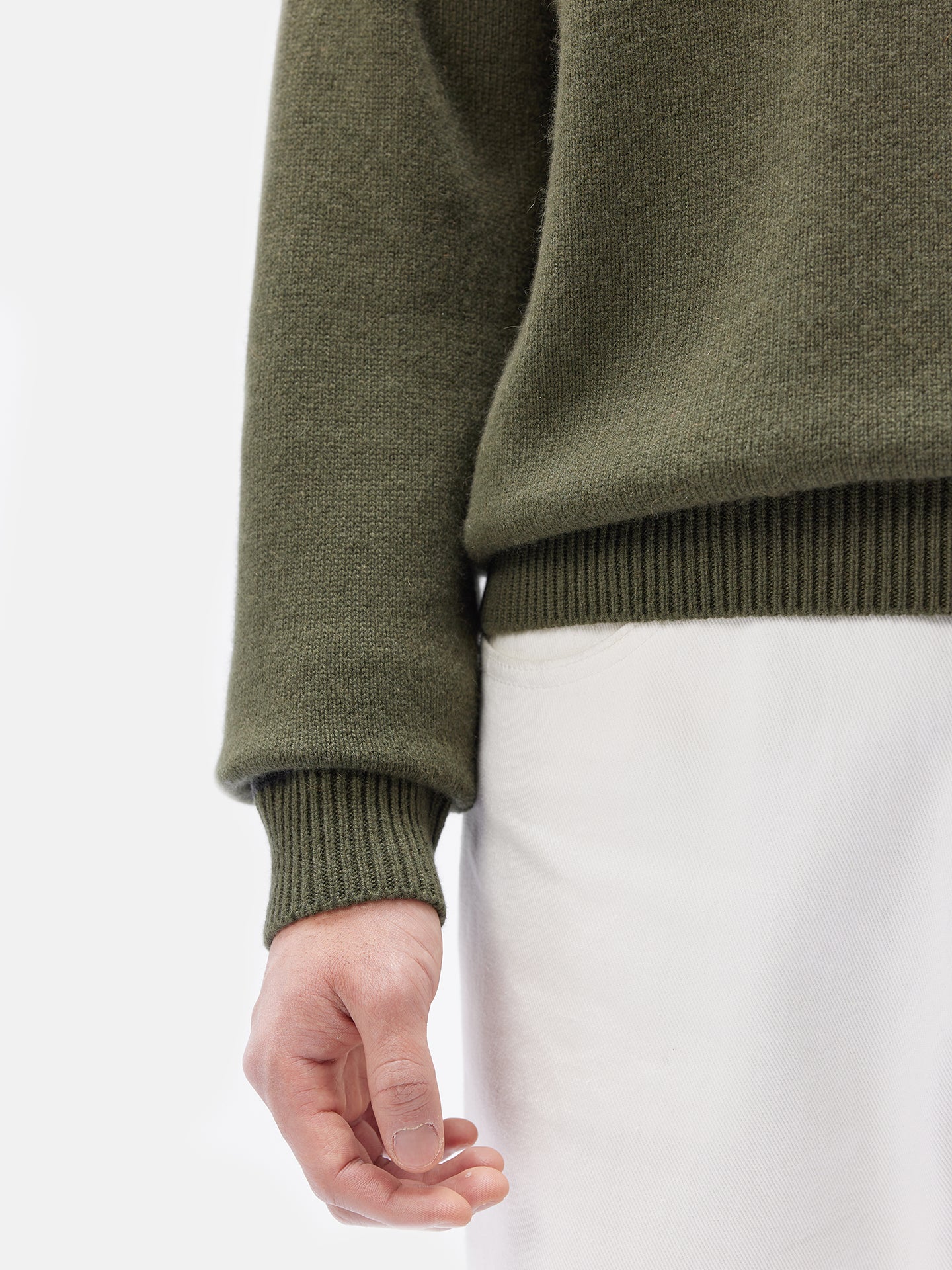 Men's Cashmere Quarter-Zip Sweater Capulet Olive - GOBI Cashmere