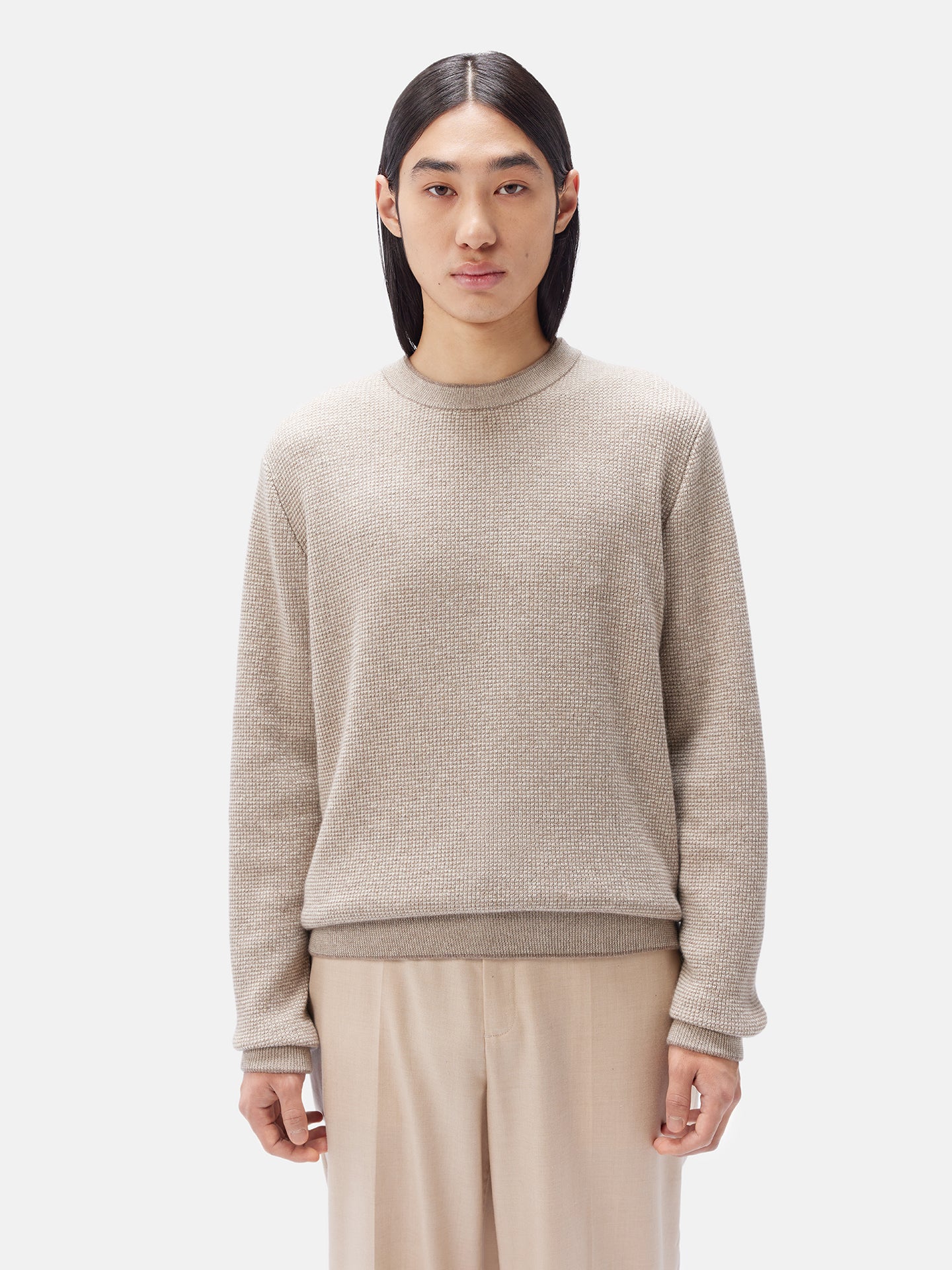 Men's Organic Cashmere Crewneck Sweater Taupe - Gobi Cashmere