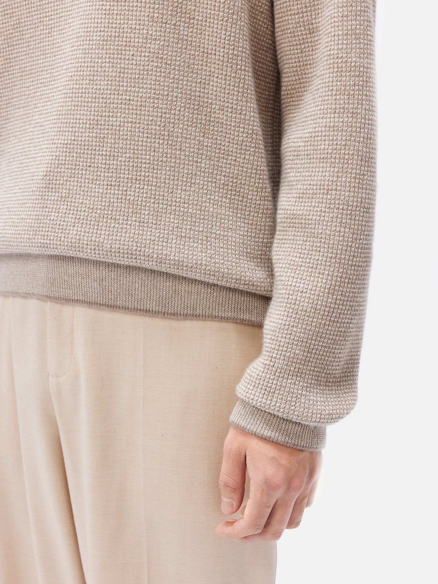 Men's Organic Cashmere Crewneck Sweater Taupe - Gobi Cashmere