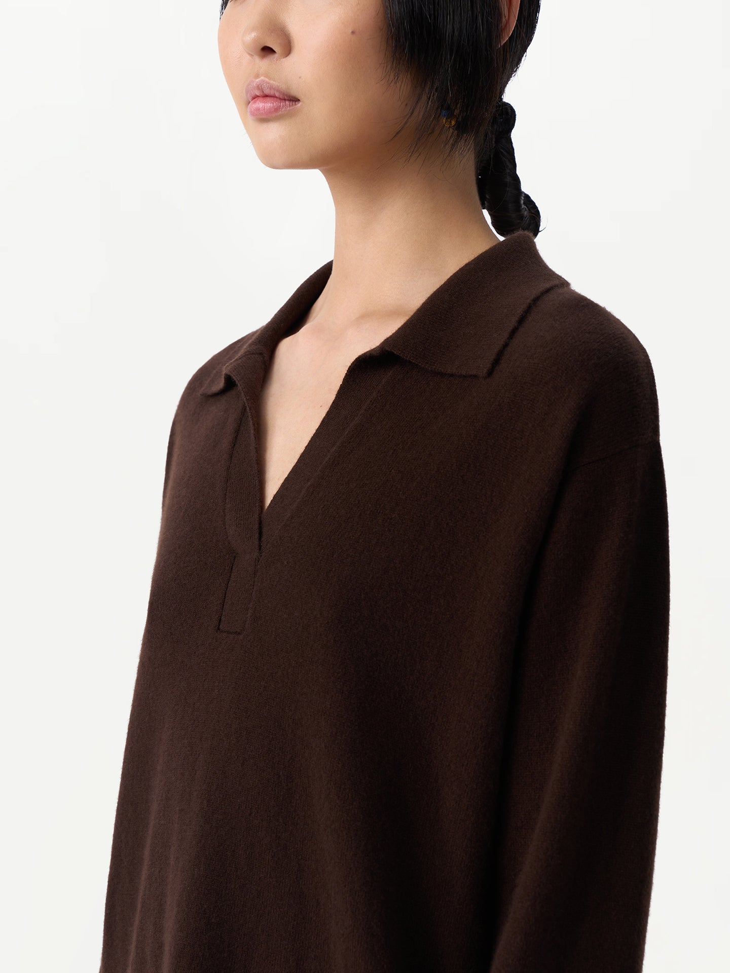 Women's Cashmere Long-Sleeve Polo Demitasse - Gobi Cashmere