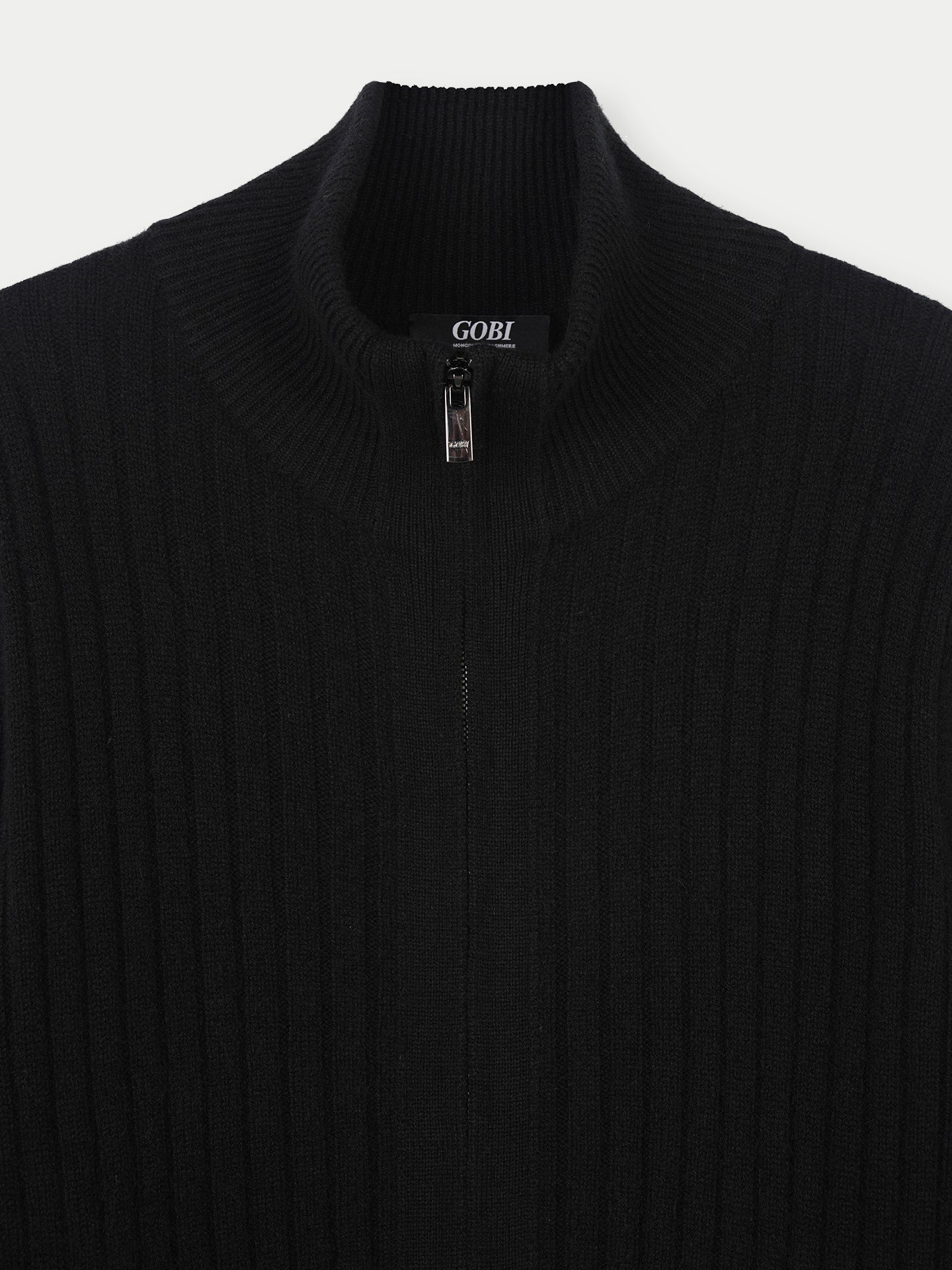 Men's Full-Zipper Cashmere Cardigan Black - Gobi Cashmere