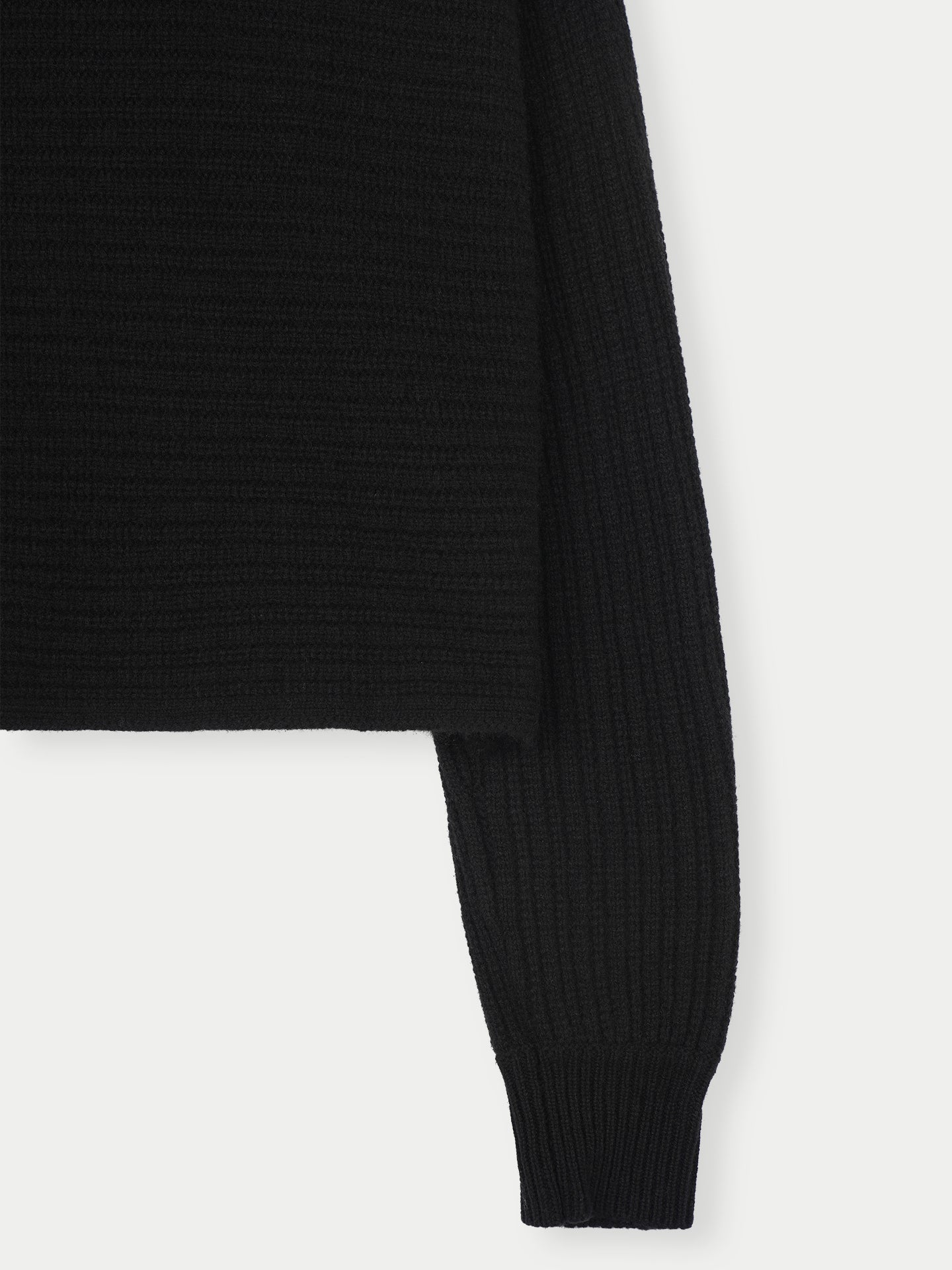 Women's Cashmere Cropped T-Neck Sweater Black - Gobi Cashmere