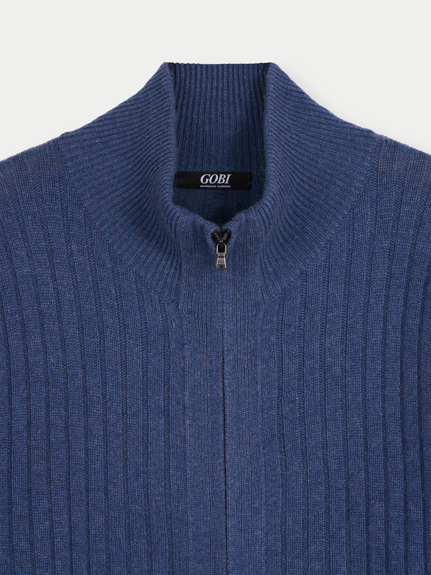 Men's Full-Zipper Cashmere Cardigan Crown Blue - Gobi Cashmere