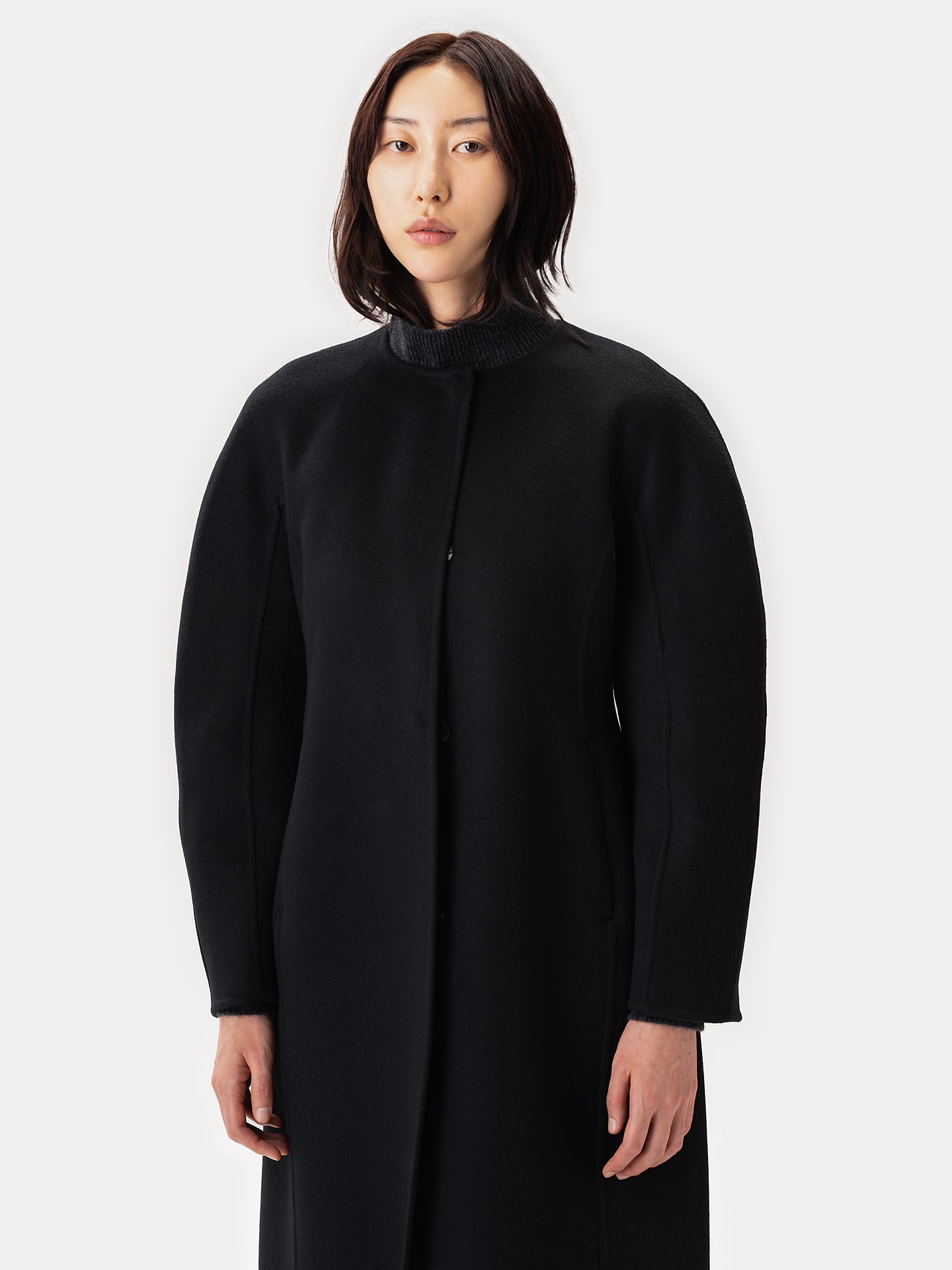 Oval-Sleeve Cashmere Coat