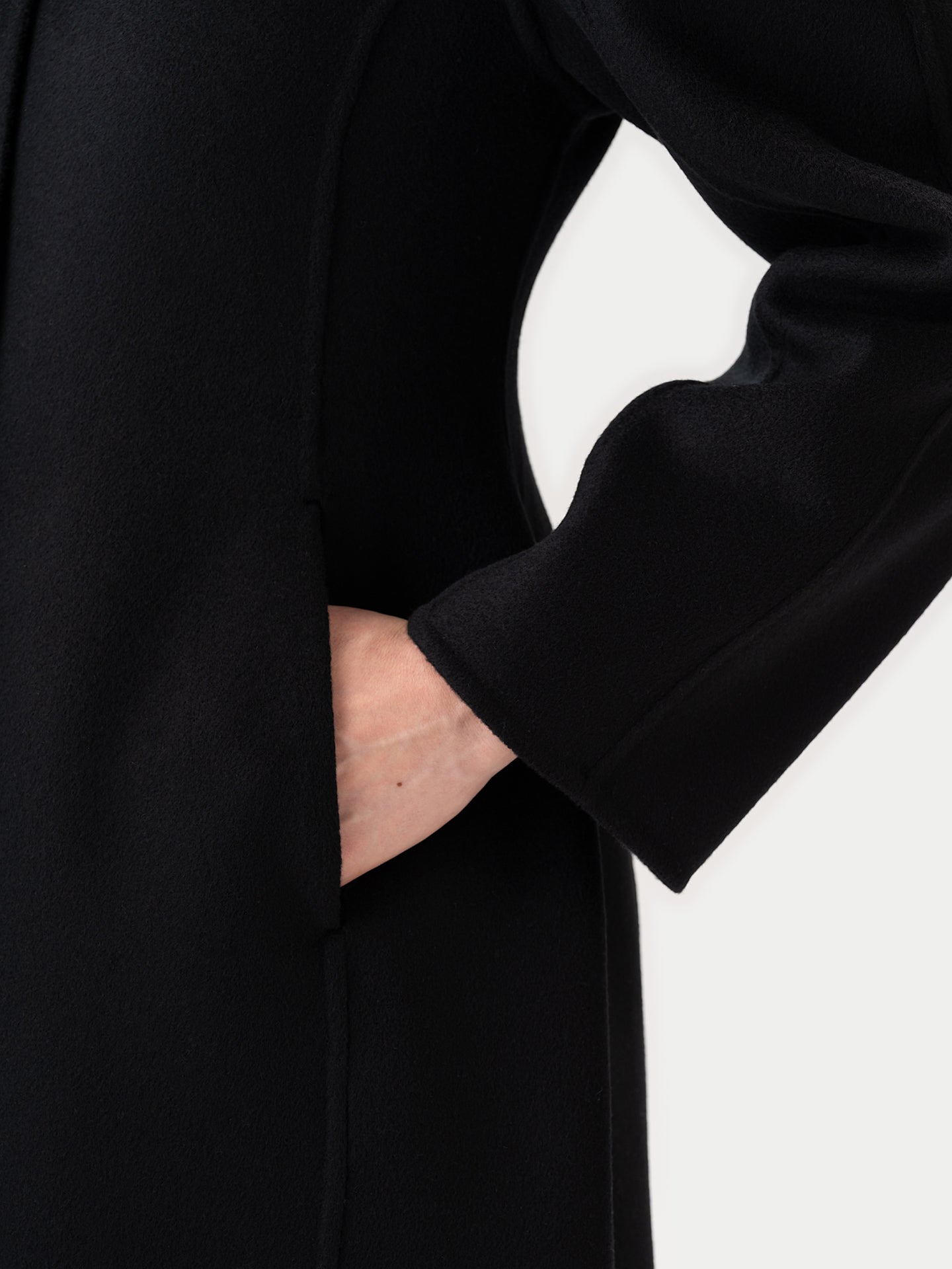 Oval-Sleeve Cashmere Coat