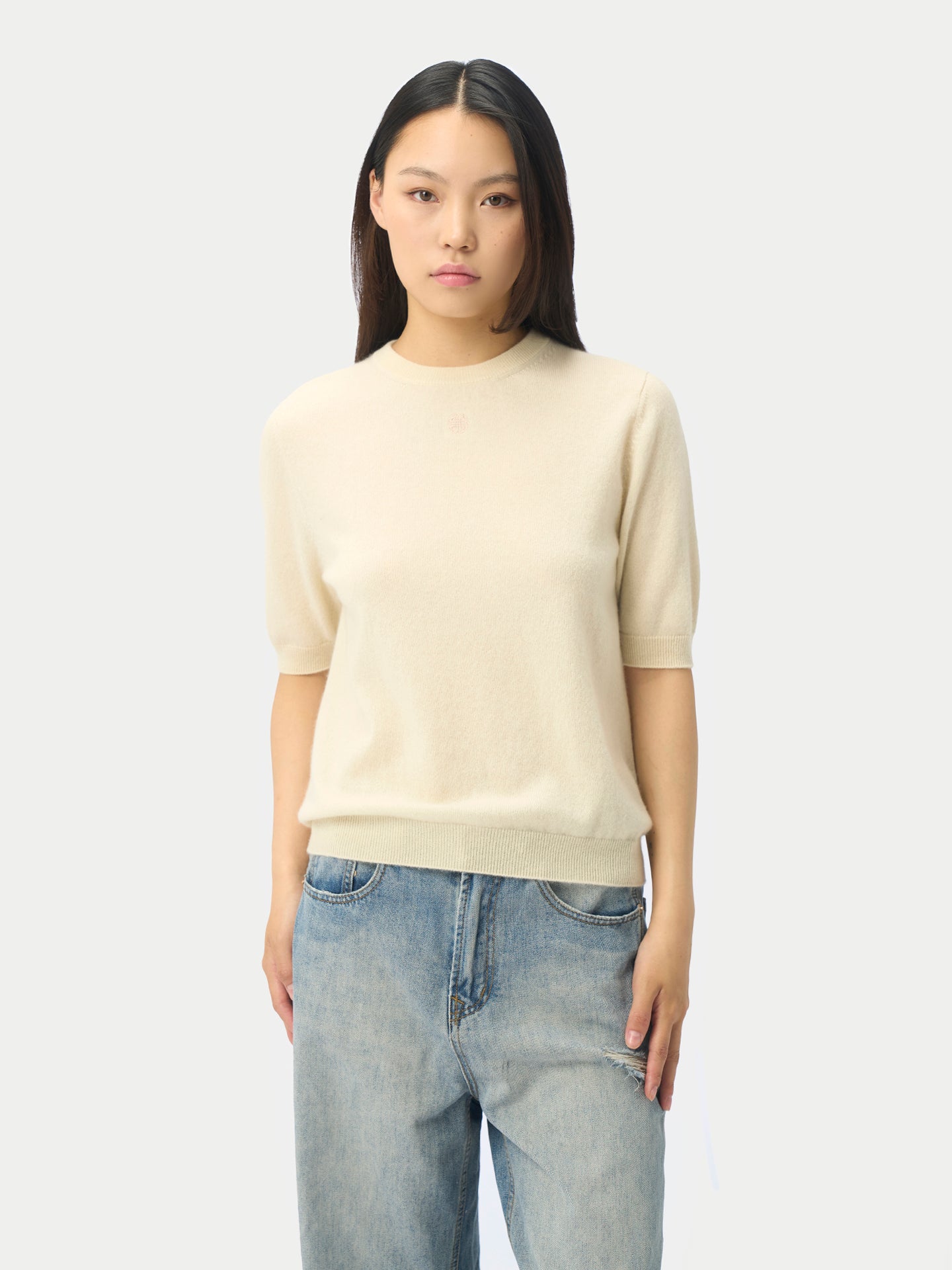 Women's Organic Colour Relaxed Cashmere Sweater (Copy) Off White - Gobi Cashmere