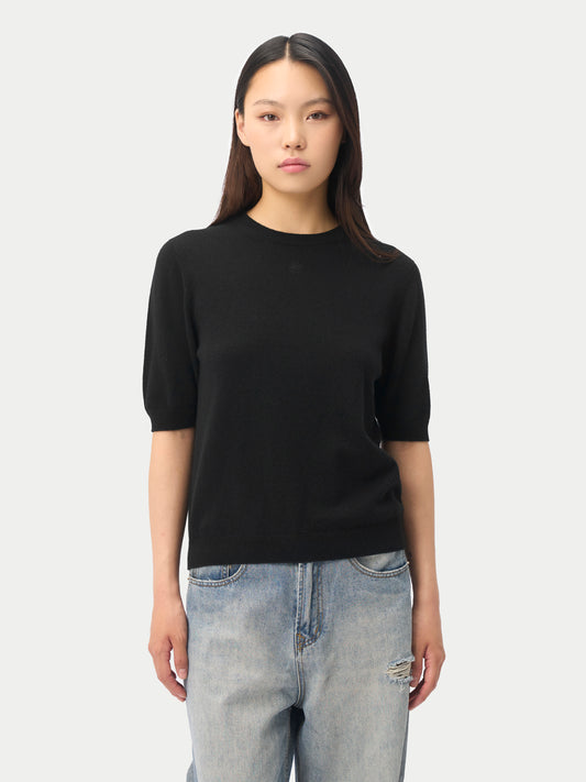Women's Cashmere Elbow-Length Sleeve Cashmere Sweater Black  - Gobi Cashmere