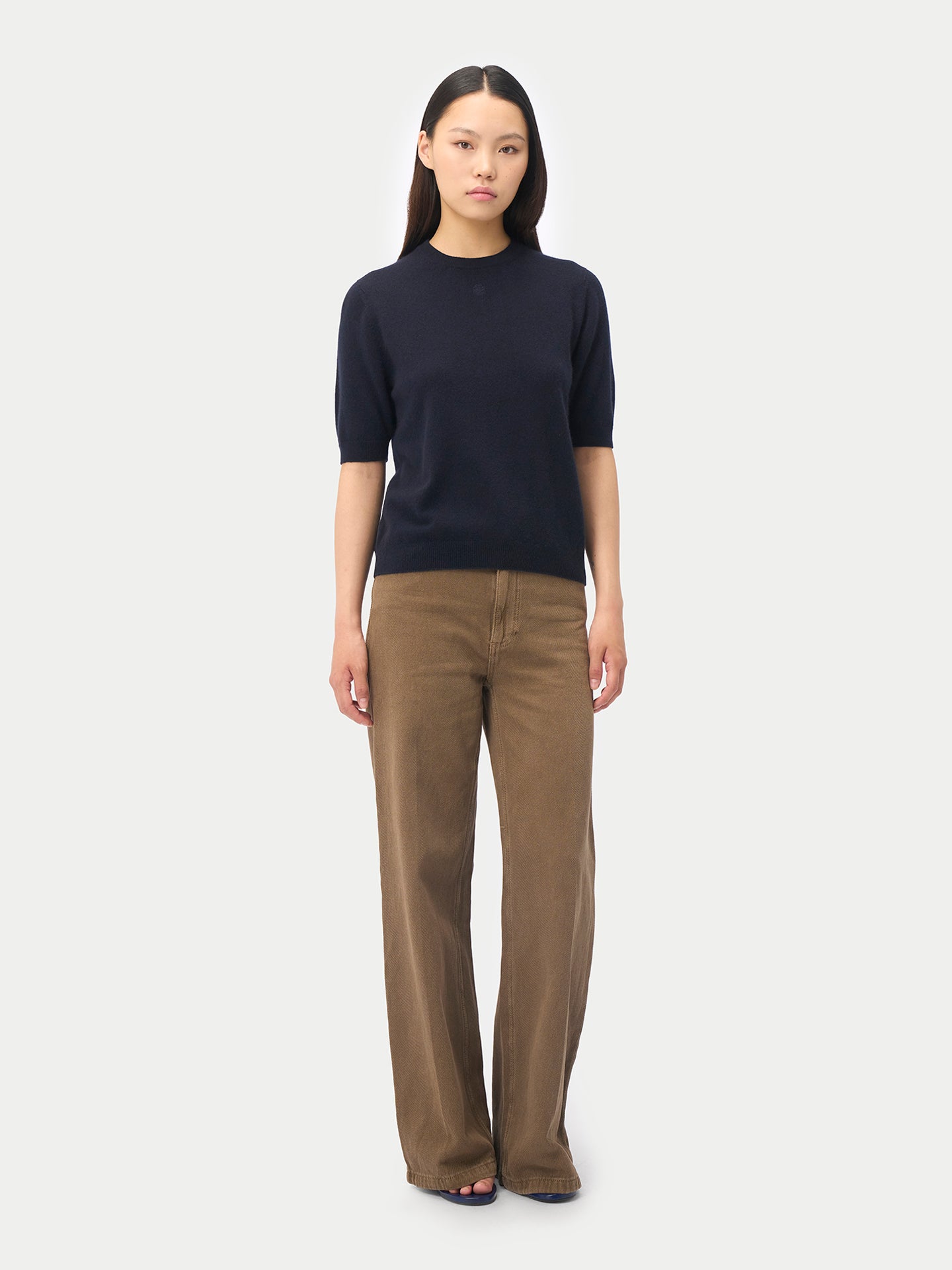 Short-Sleeve Cashmere Sweater