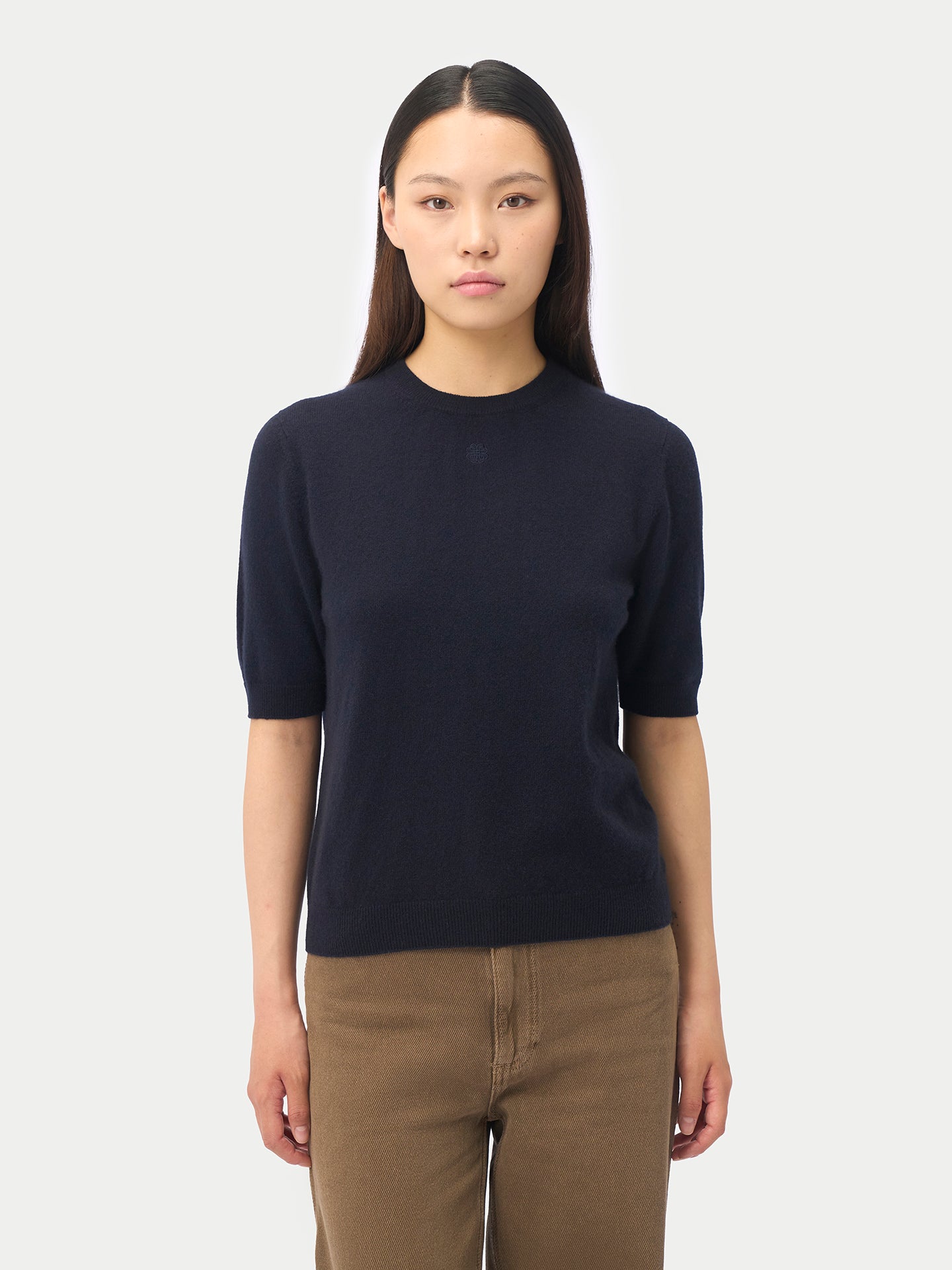 Short-Sleeve Cashmere Sweater