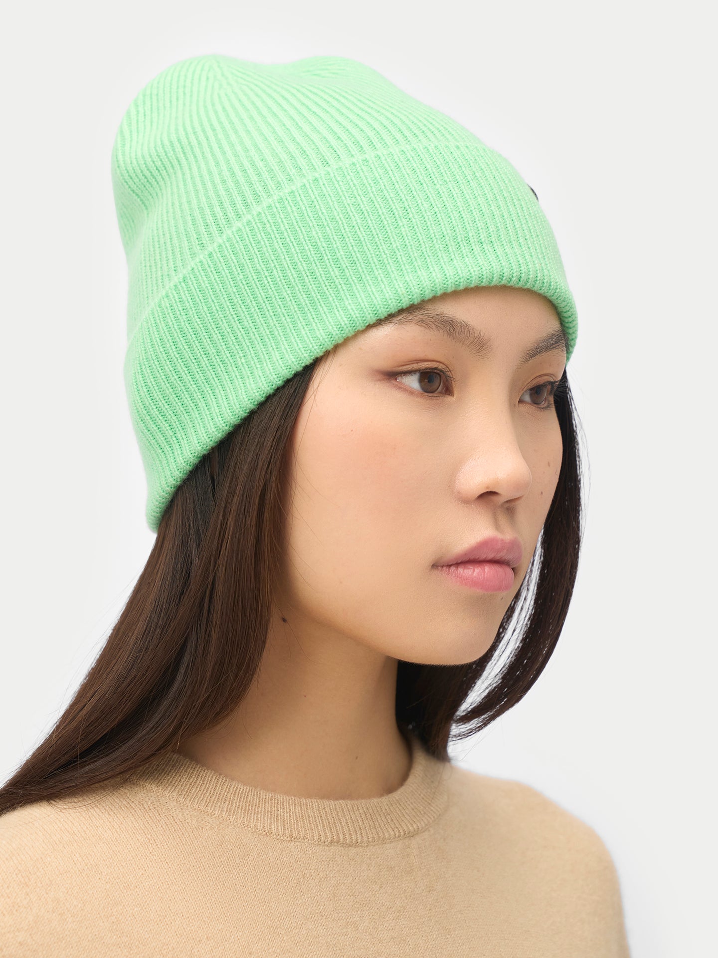 Cashmere Rib Knit Beanie