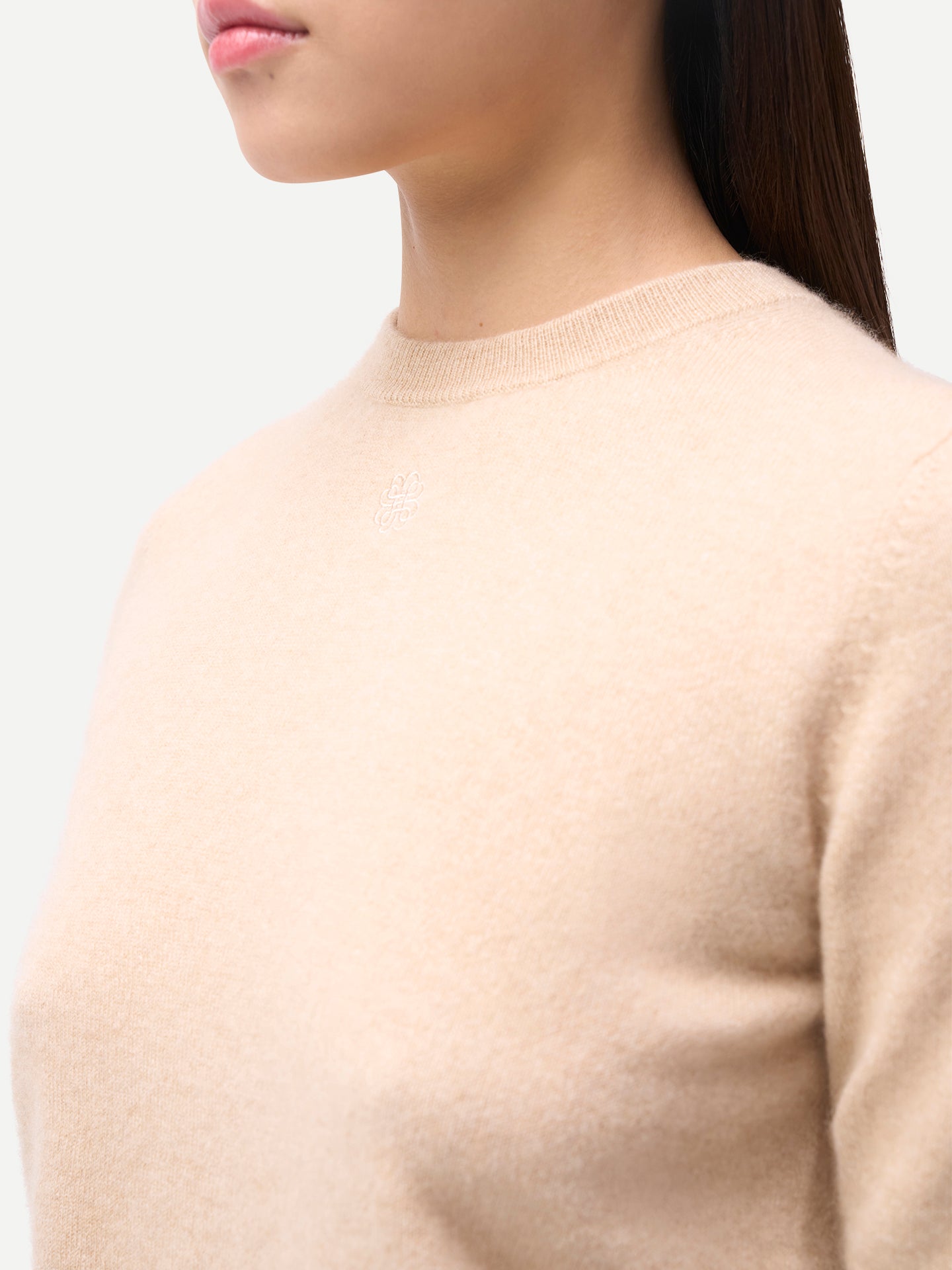 Women's Cashmere Elbow-Length Sleeve Cashmere Sweater Baige - Gobi Cashmere