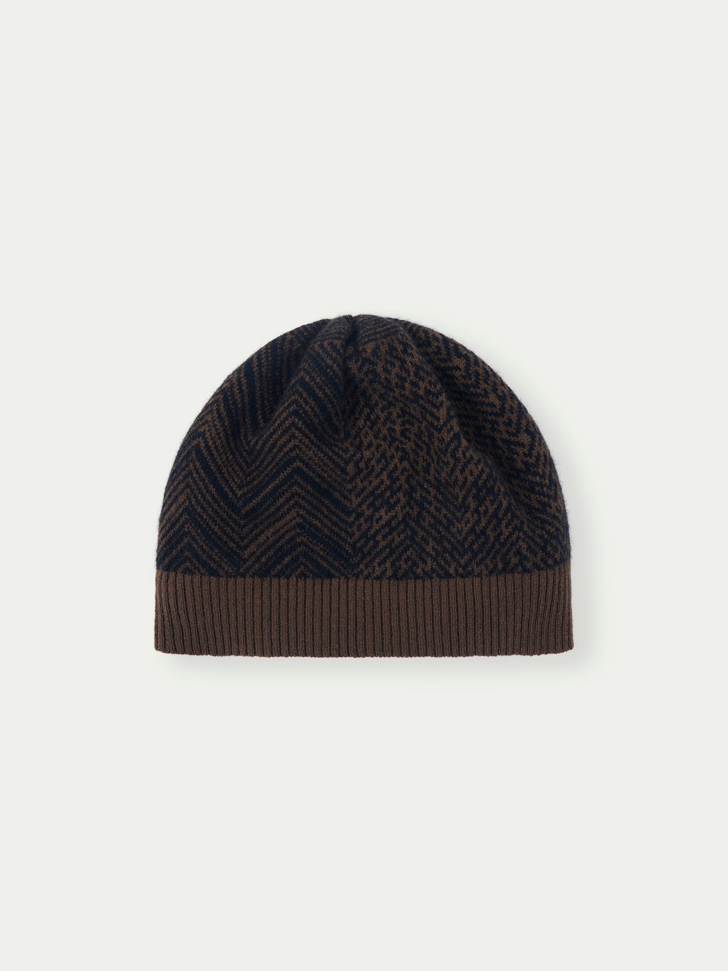 Unisex Cashmere Jacquard Knitted Hat Sepia - Gobi Cashmere