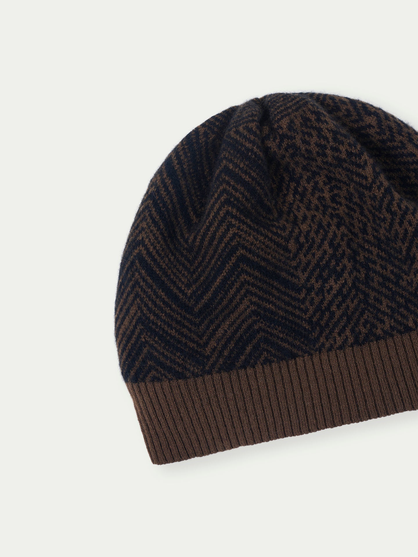 Unisex Cashmere Jacquard Knitted Hat Sepia - Gobi Cashmere