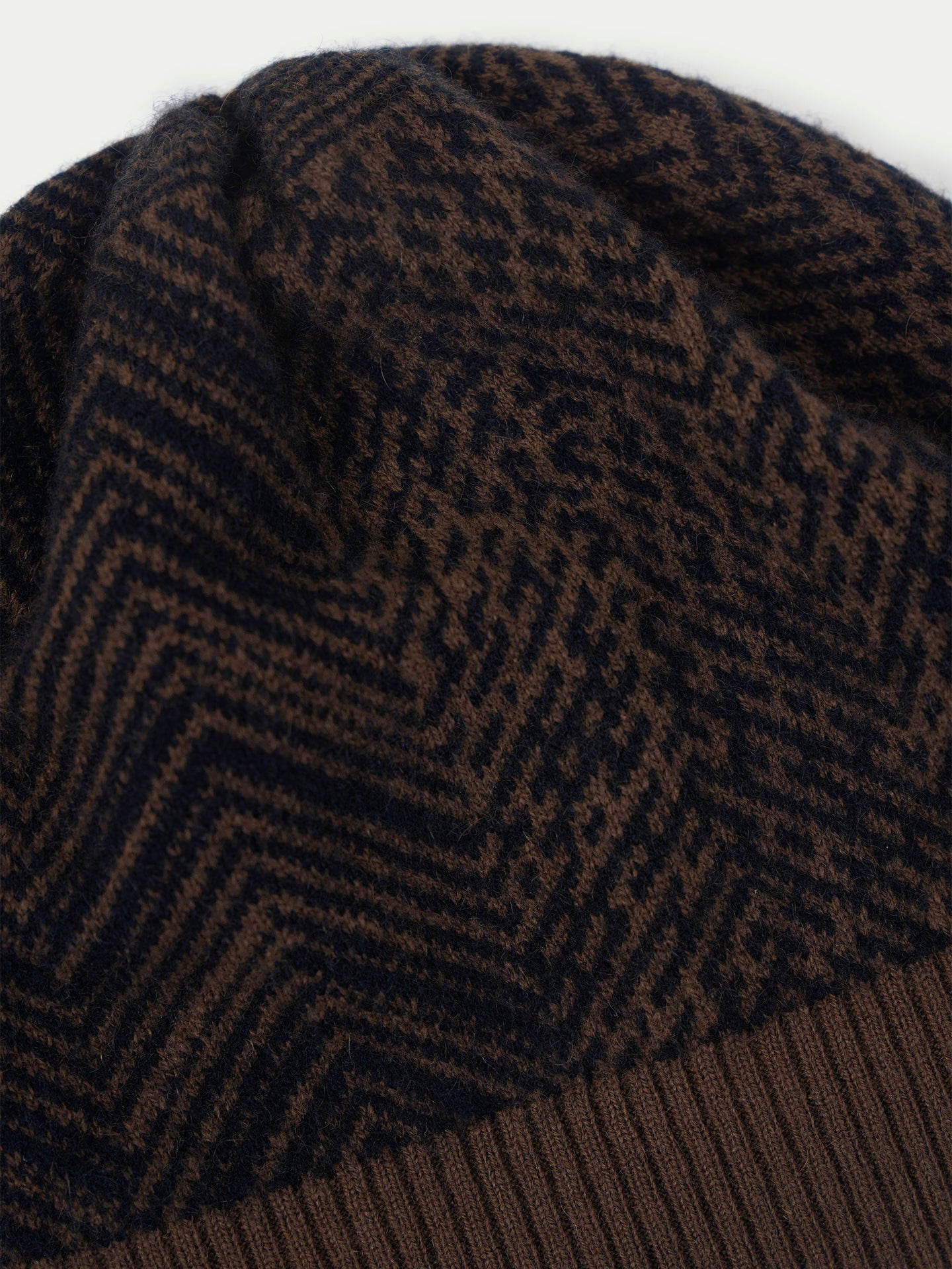 Unisex Cashmere Jacquard Knitted Hat Sepia - Gobi Cashmere