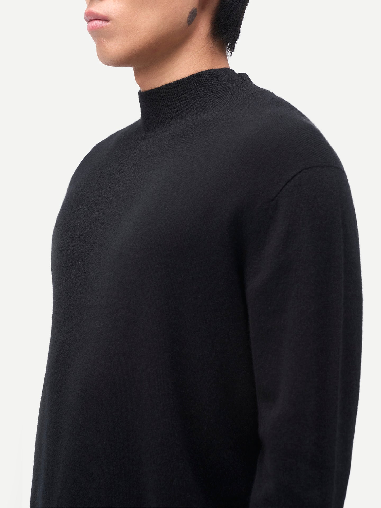 Timeless Mock Neck Cashmere Sweater Black - Gobi Cashmere