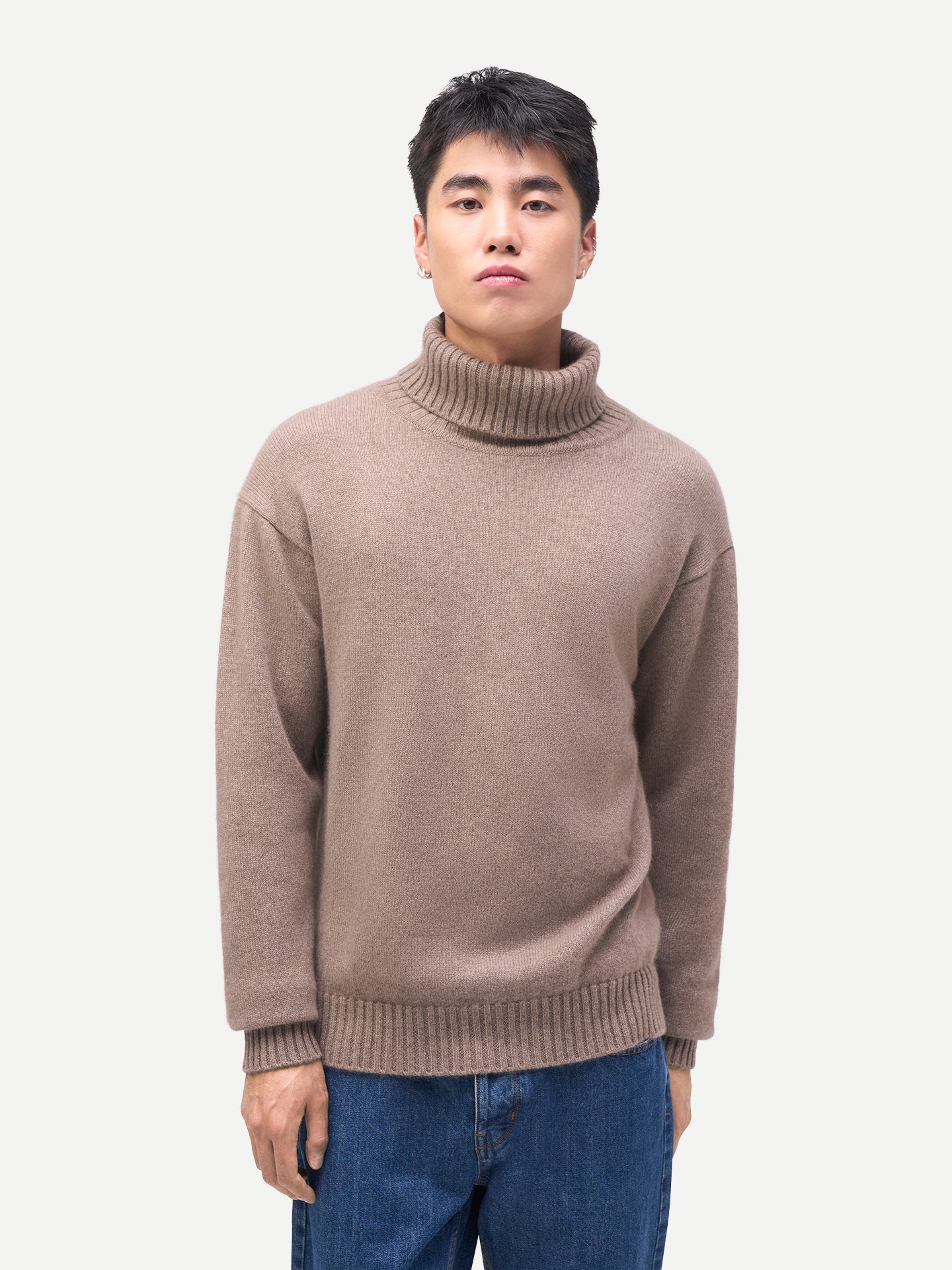 Men's Cashmere Turtleneck Taupe - Gobi Cashmere
