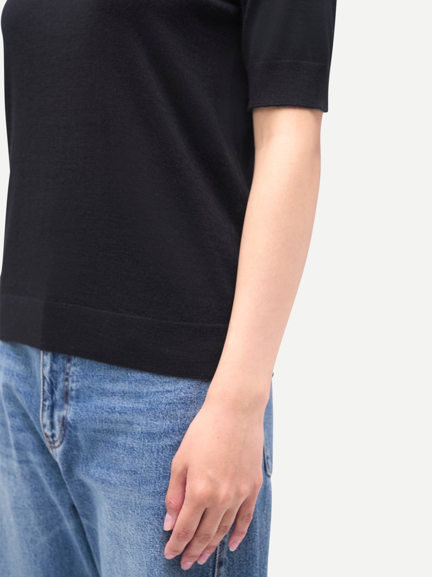 Women's Cashmere Cashmere Silk Shirt with High Neck Black - Gobi Cashmere