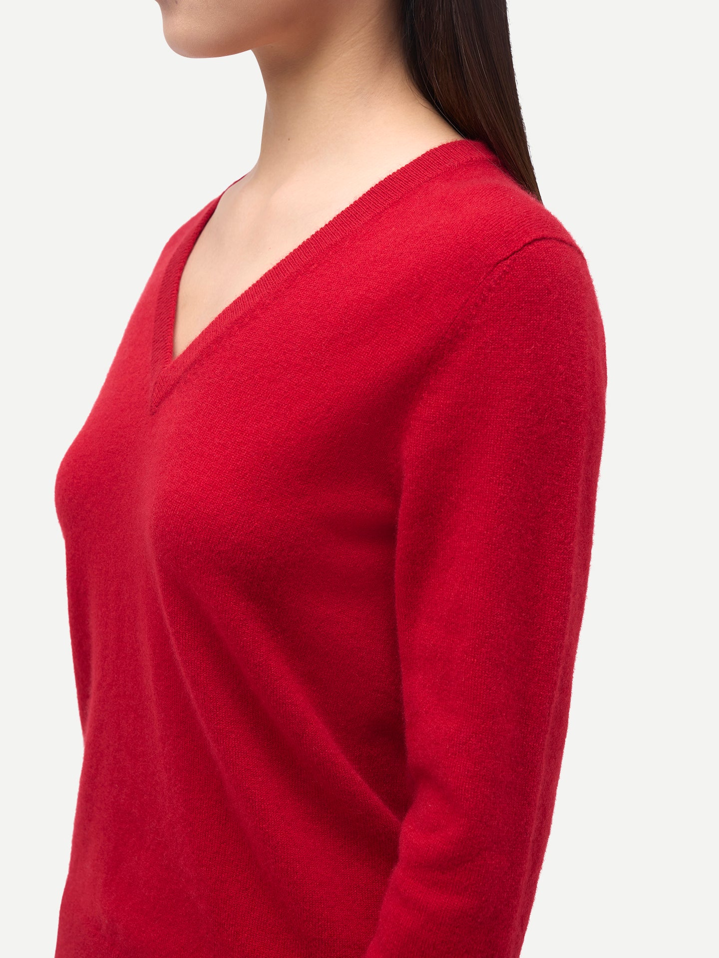 Women's Classic Cashmere V-Neck Sweater Chili Pepper| GOBI Cashmere