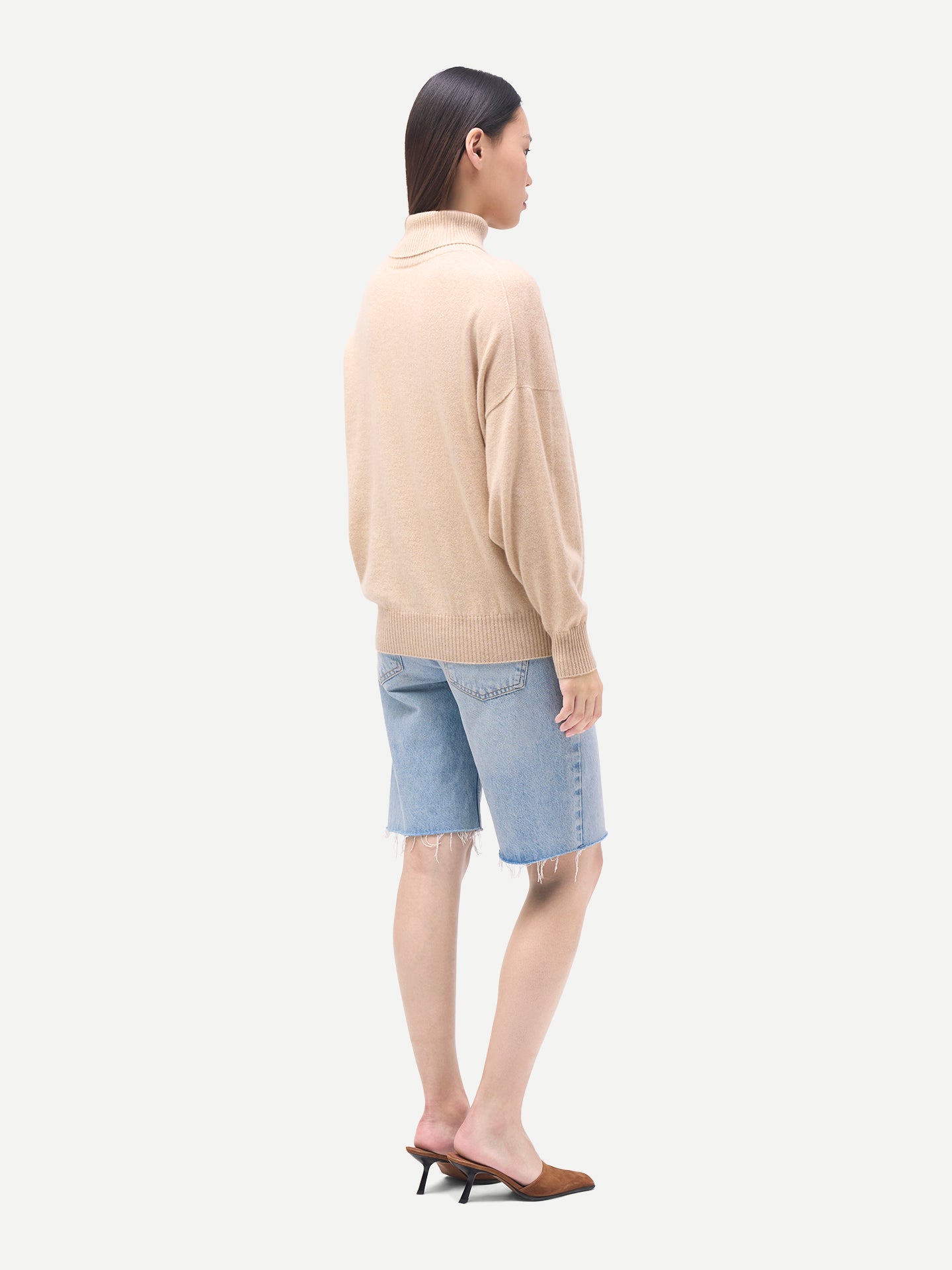 Women's Cashmere T-Neck  Cashmere Sweater Beige - Gobi Cashmere