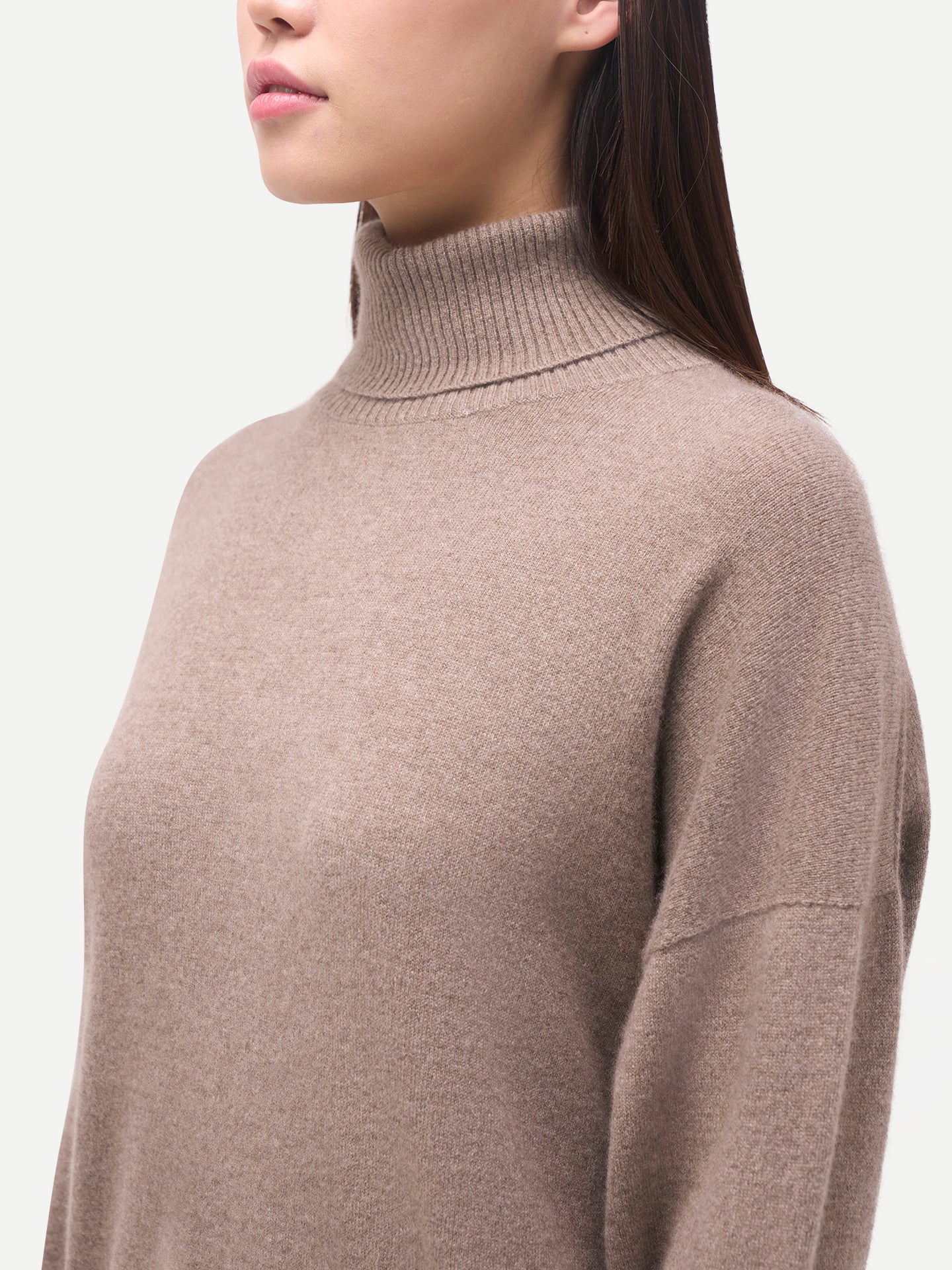 Women's Cashmere T-Neck  Cashmere Sweater Taupe - Gobi Cashmere