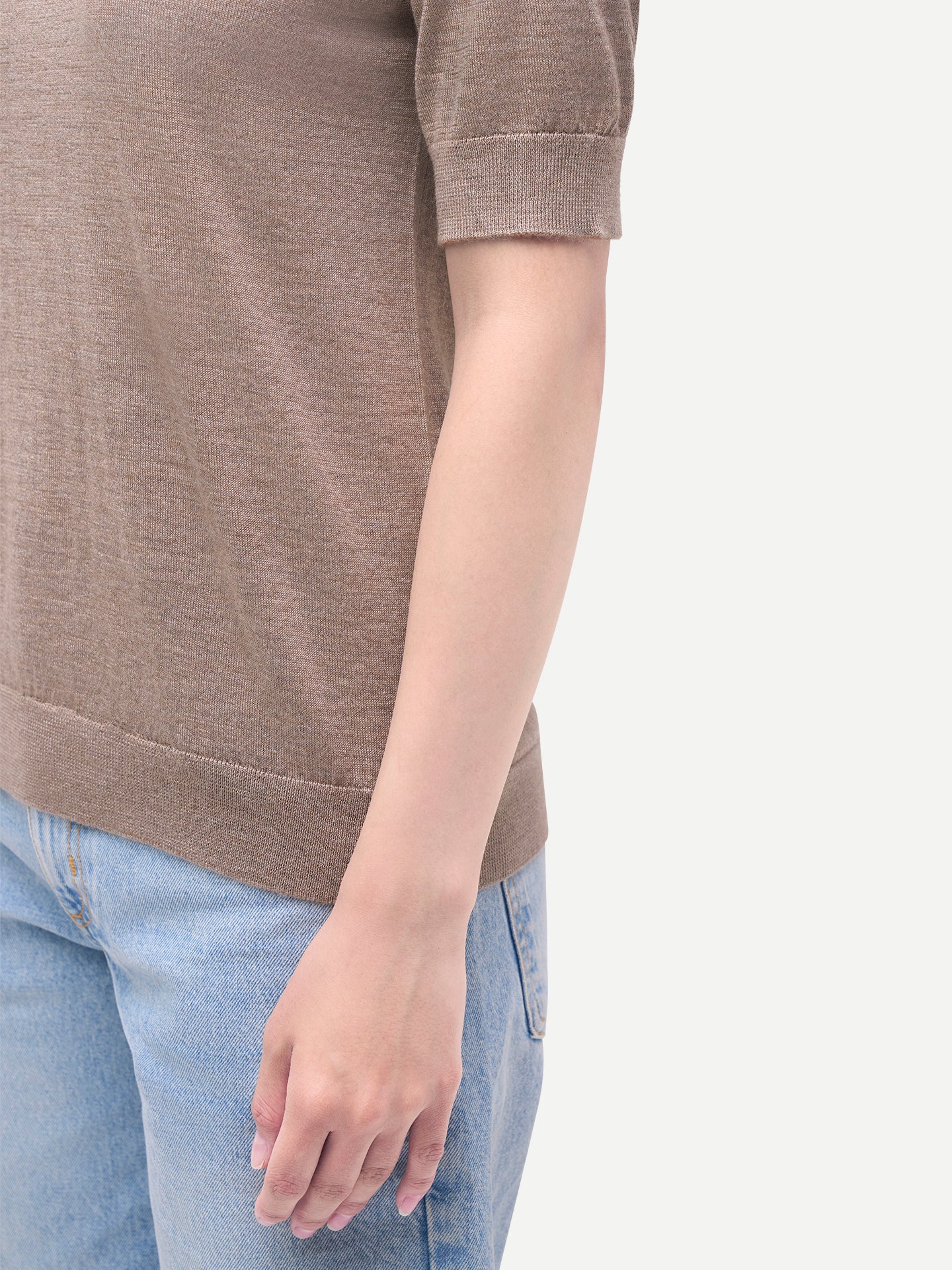 Women's Cashmere Cashmere Silk Shirt with High Neck Taupe - Gobi Cashmere