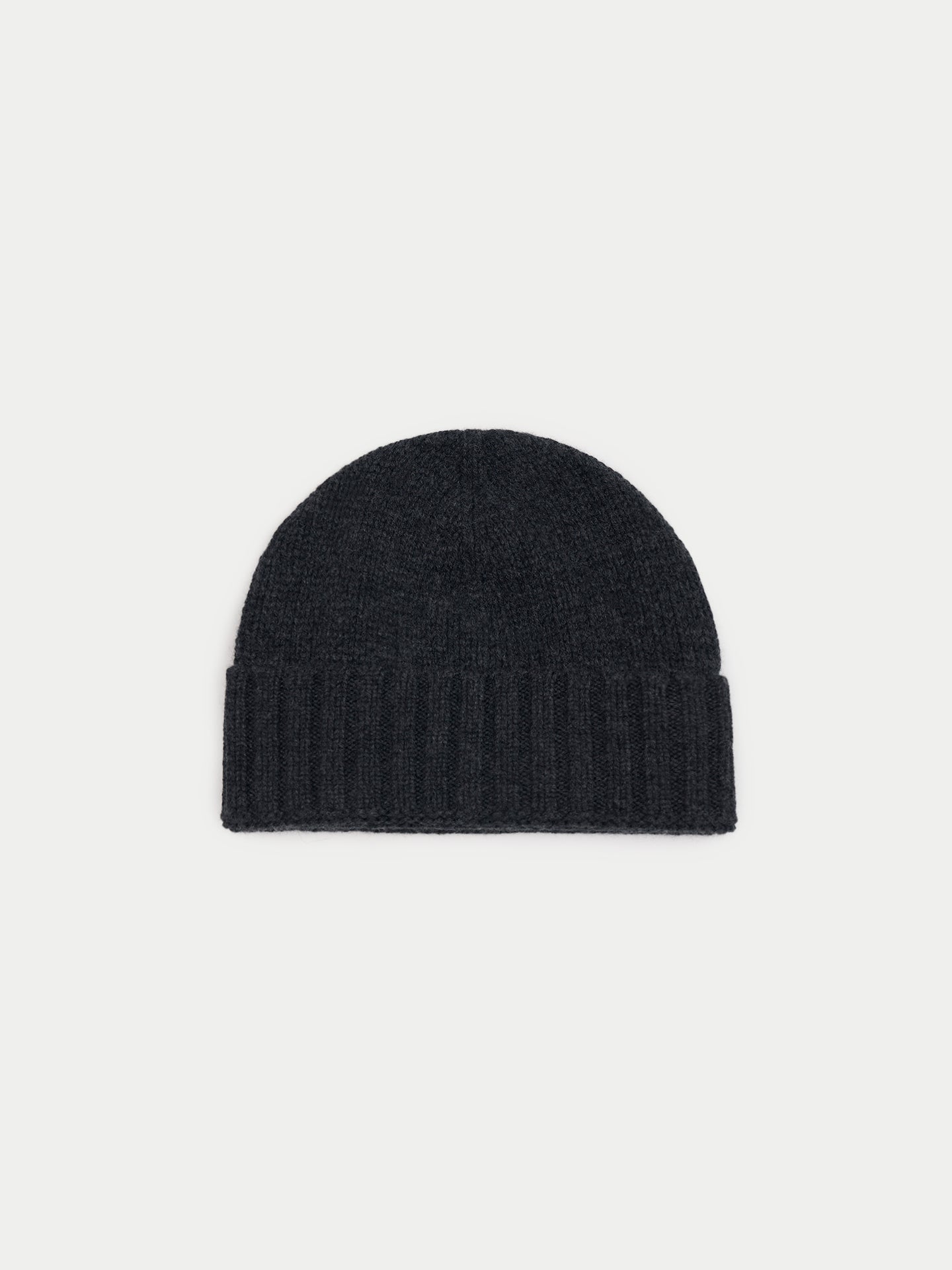 Unisex Cashmere Rib Knit Hat Charcoal - Gobi Cashmere