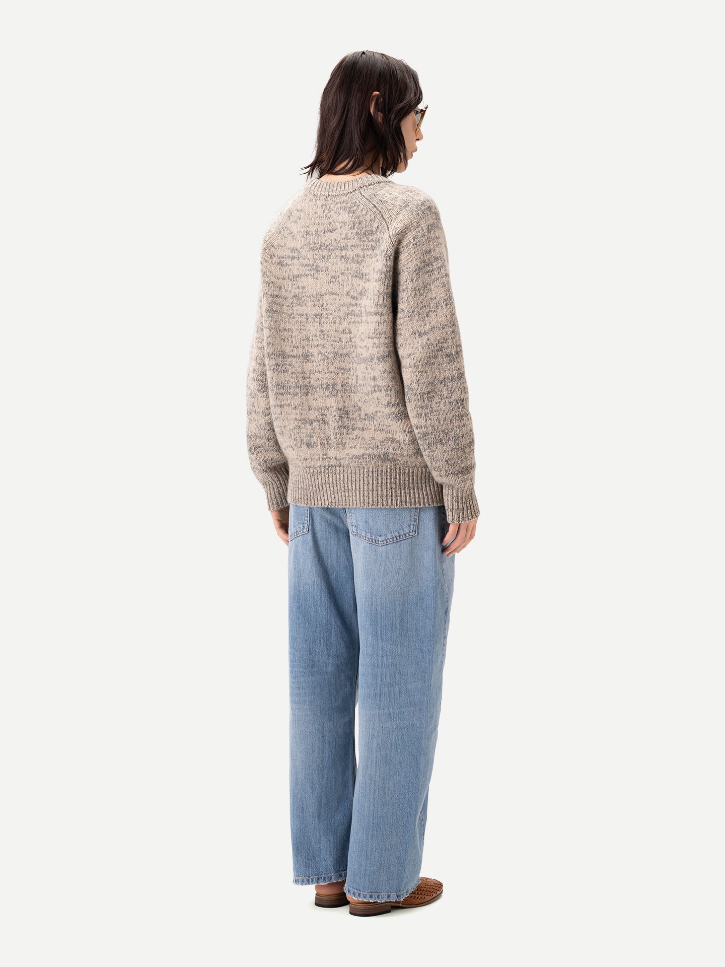 Unisex Mouline Cashmere Sweater Oxford Tan - Gobi Cashmere