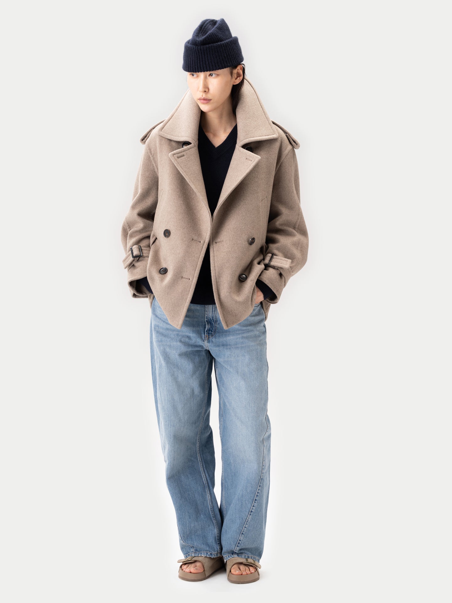 Trench-Style Cashmere Peacoat