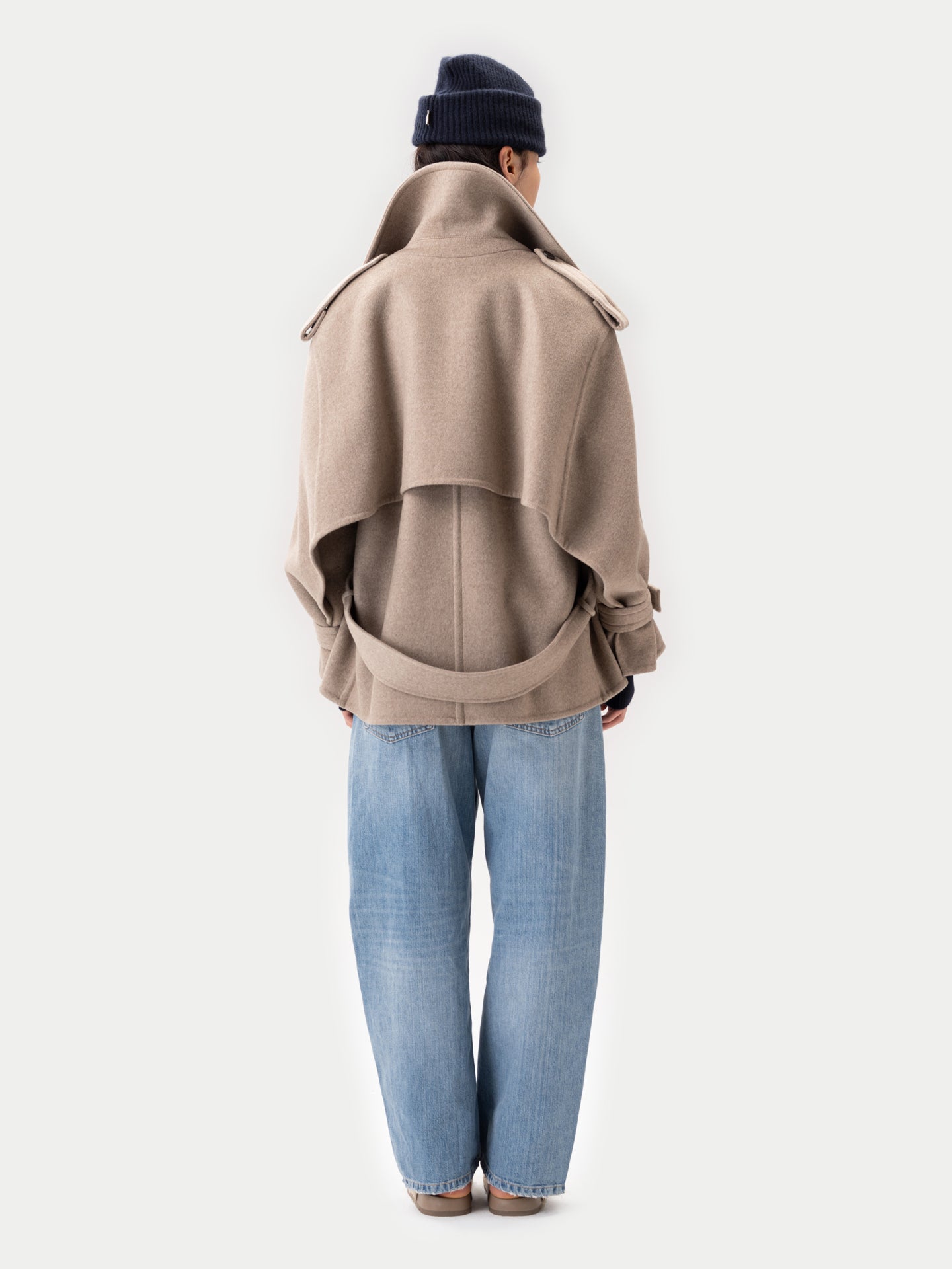 Trench-Style Cashmere Peacoat