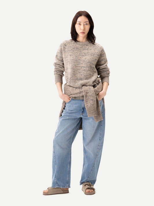 Unisex Mouline Cashmere Sweater Oxford Tan - Gobi Cashmere