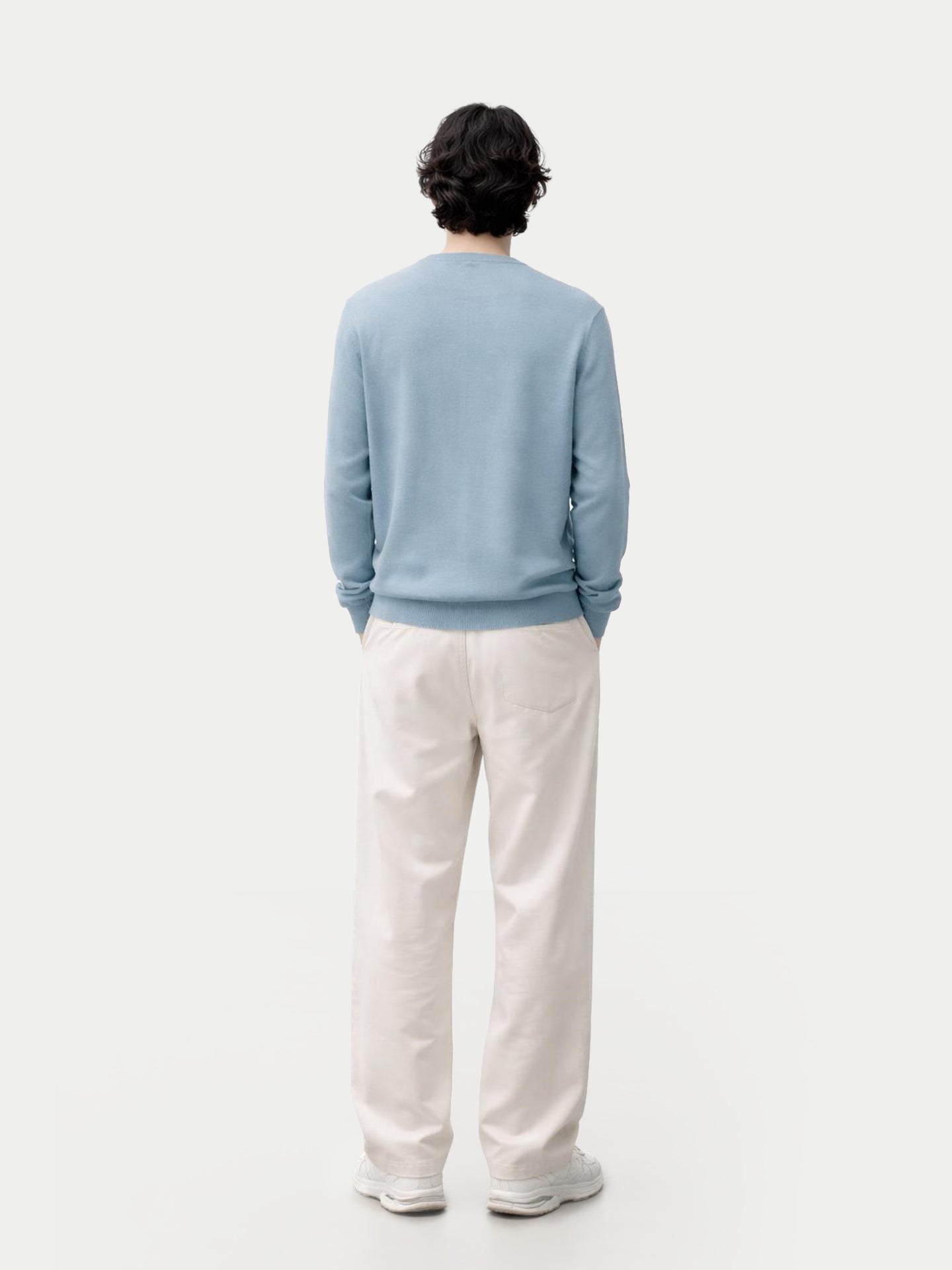 Men's Essential Crewneck Cashmere Sweater Cloud Blue - Gobi Cashmere
