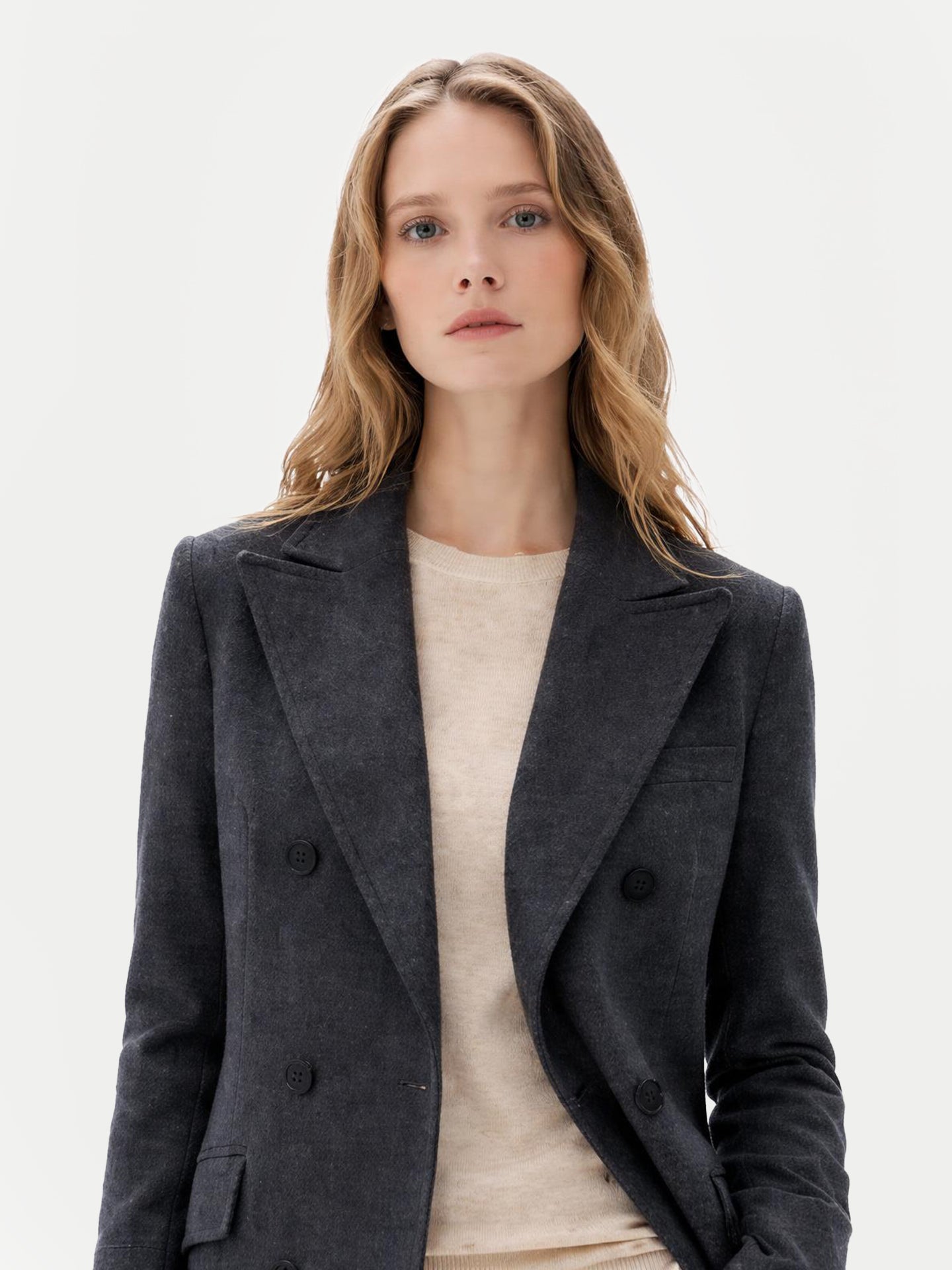 Cashmere Peak Lapel Long Coat