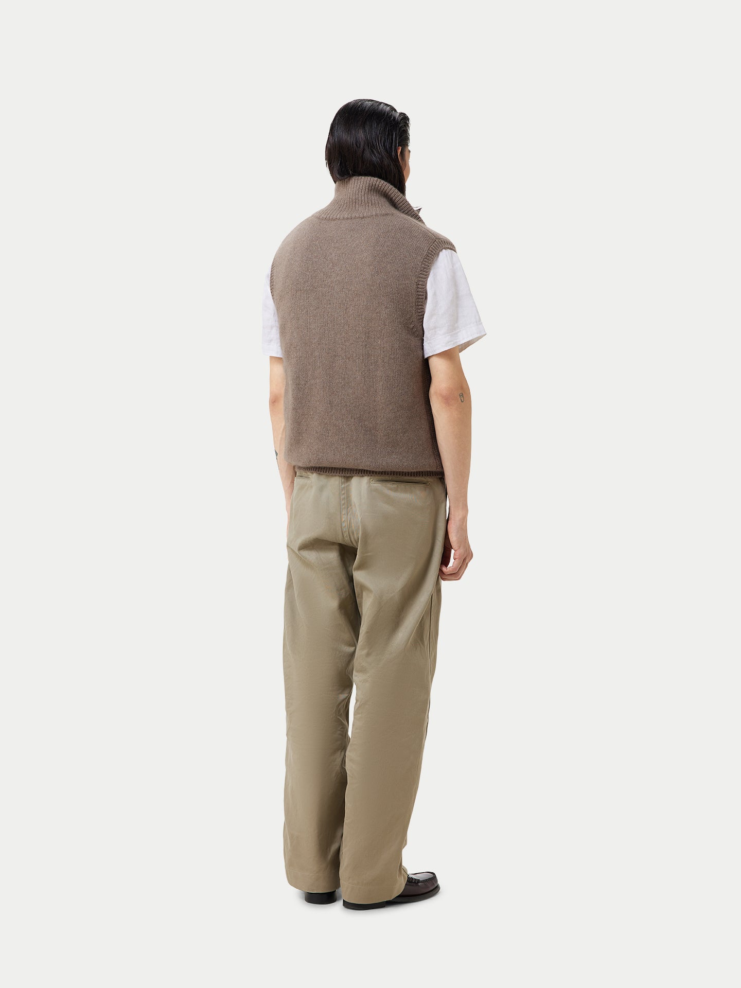 Men's Organic Cashmere Full-Zipper Vest Taupe - Gobi Cashmere