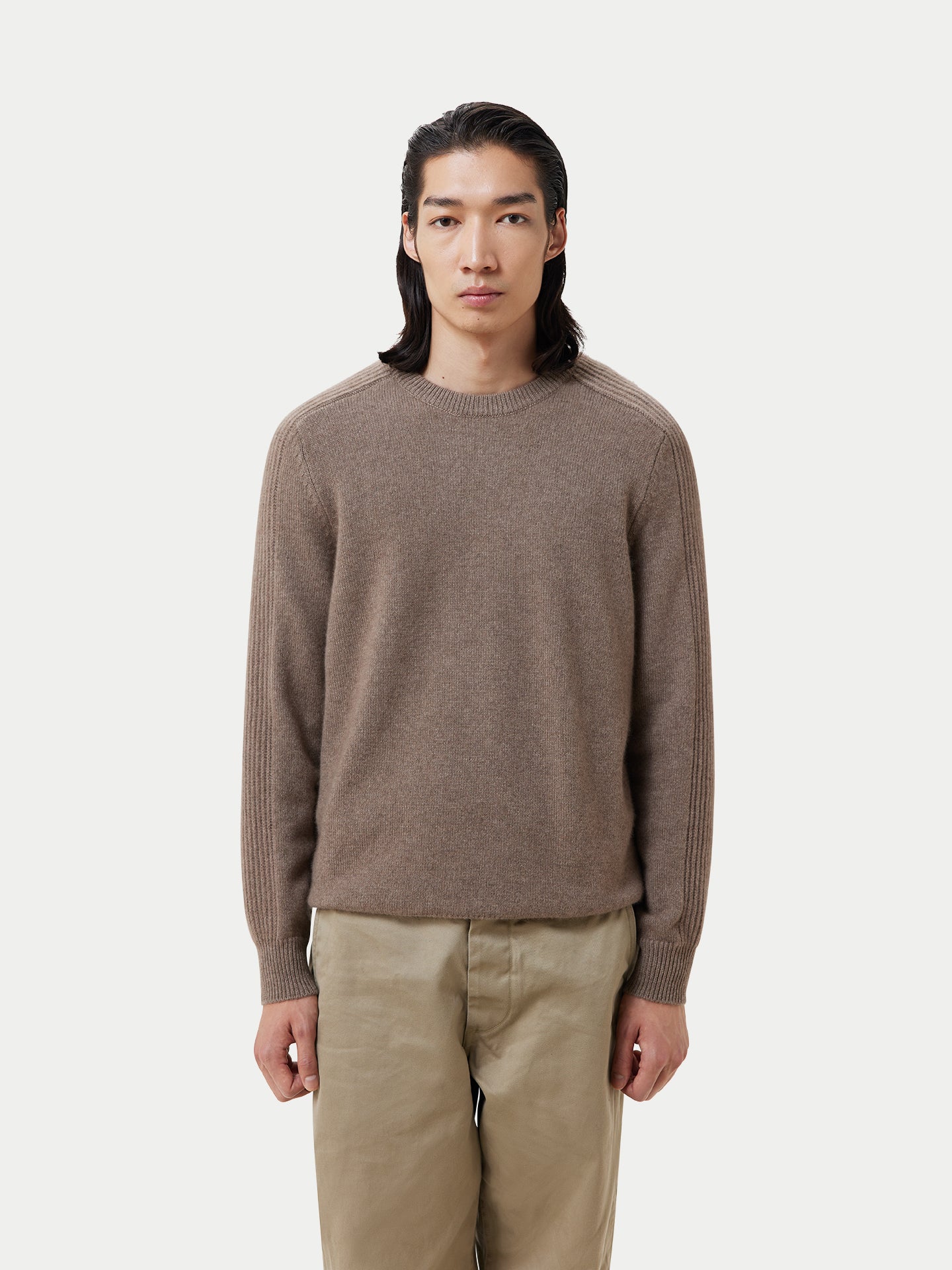 Men's Organic Cashmere Regular Fit Sweater Taupe - Gobi Cashmere 