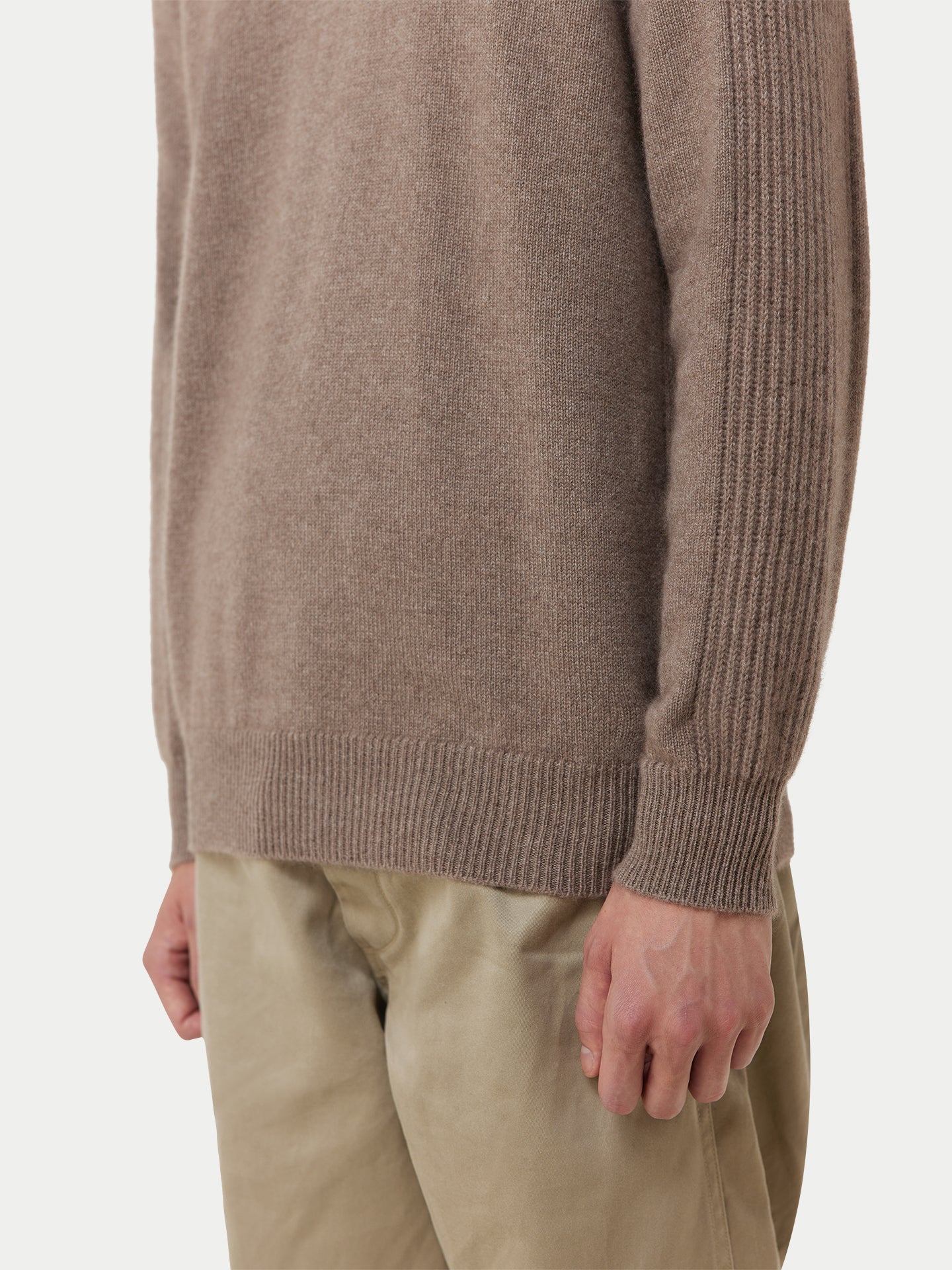 Men's Organic Cashmere Regular Fit Sweater Taupe - Gobi Cashmere 