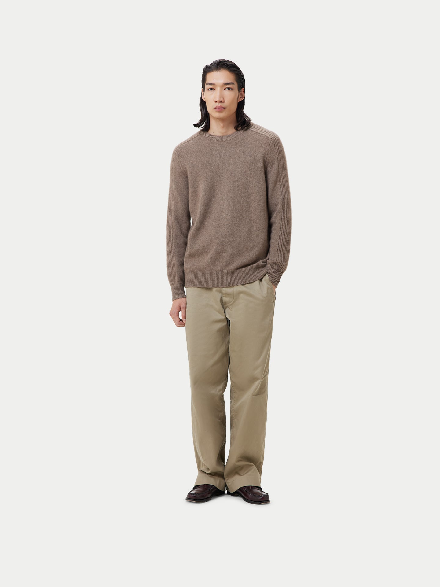 Men's Organic Cashmere Regular Fit Sweater Taupe - Gobi Cashmere 