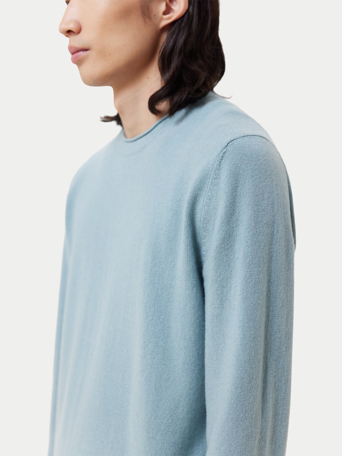 Men's Lightweight Cashmere Sweater Cloud Blue - Gobi Cashmere