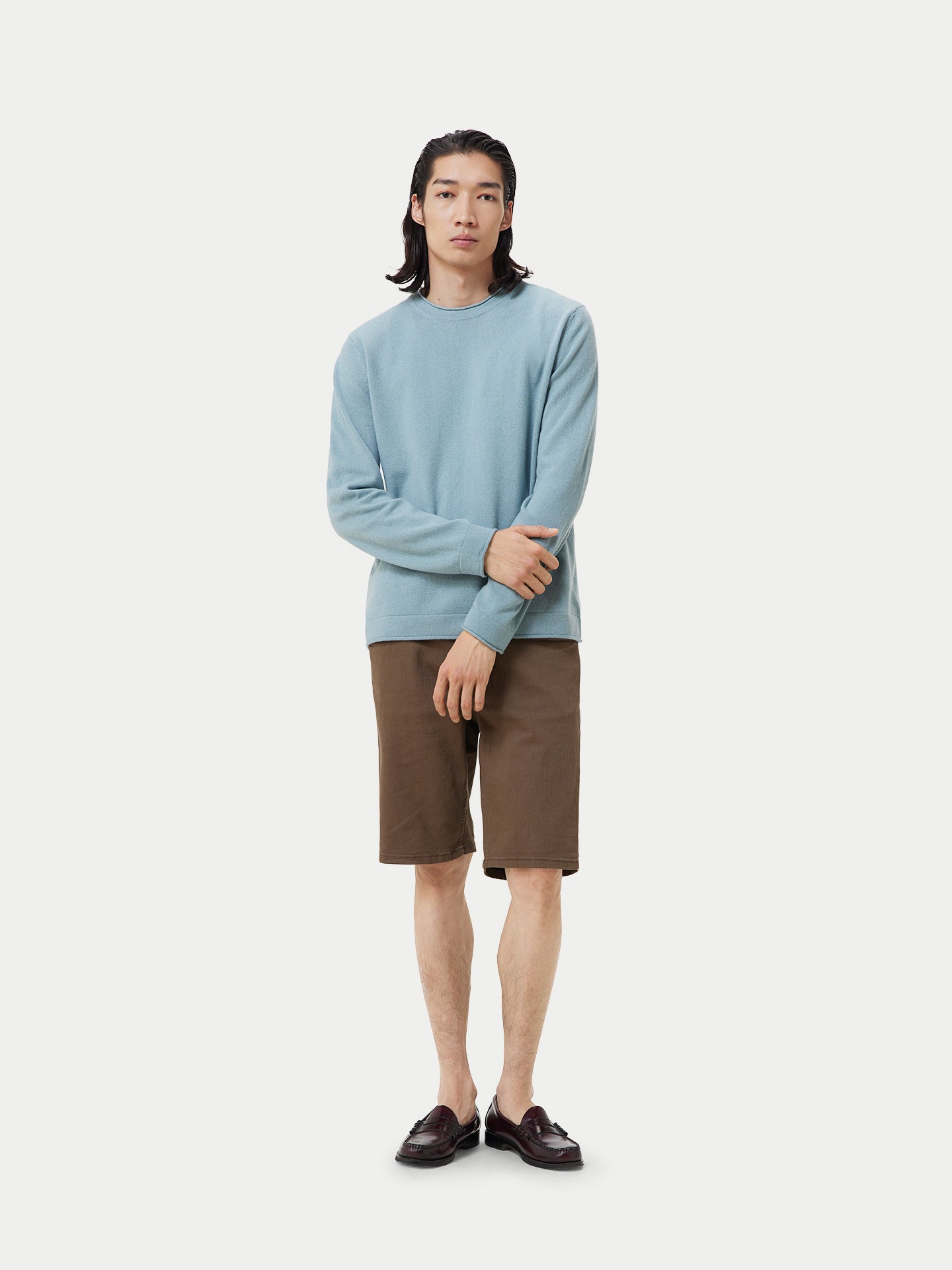 Men's Lightweight Cashmere Sweater Cloud Blue - Gobi Cashmere