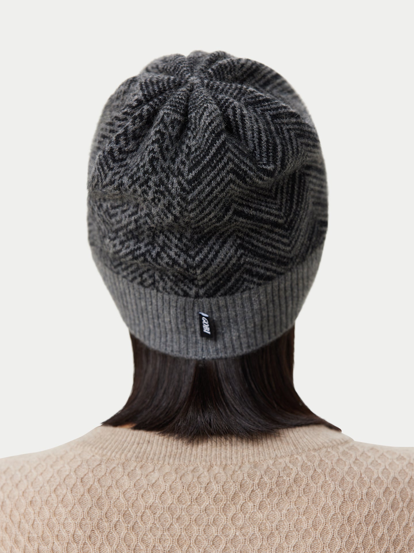 Unisex Cashmere Jacquard Knitted Hat Stone Gray - Gobi Cashmere