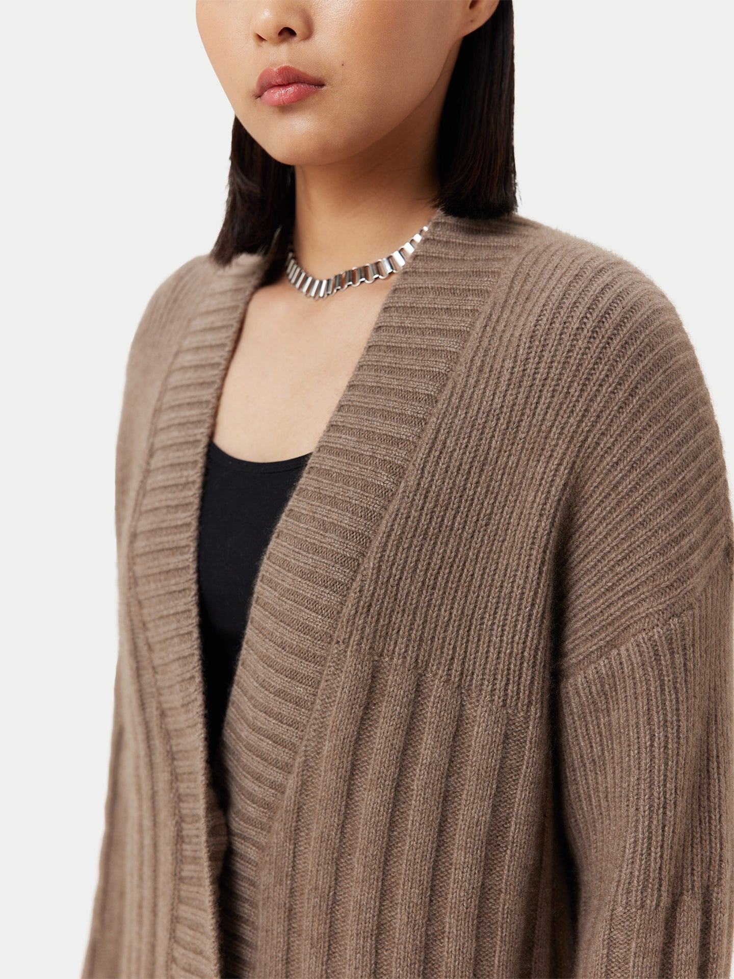 Women's Organic Button-Up Relaxed Fit Cardigan Taupe - Gobi Cashmere