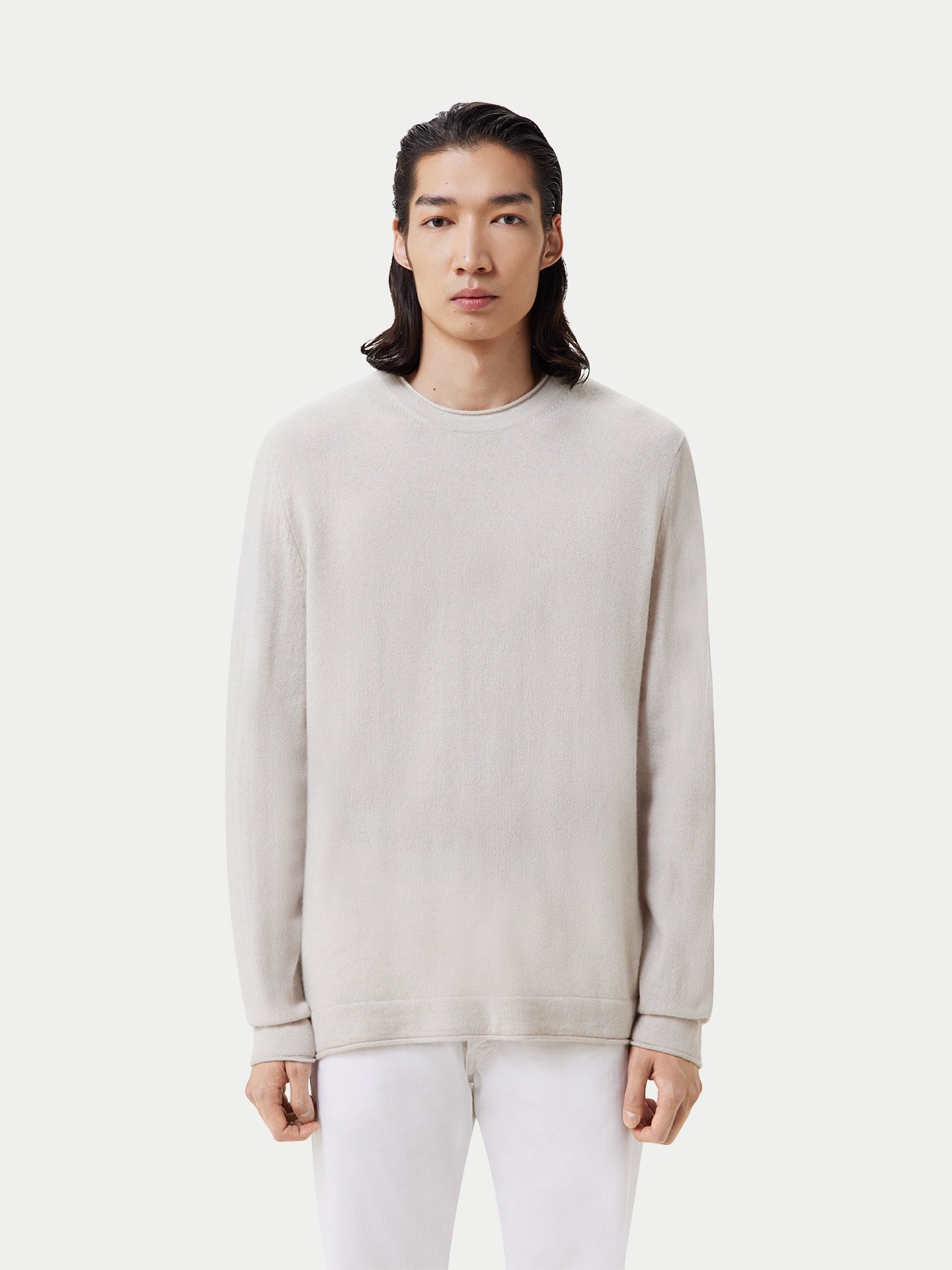 Men's Lightweight Cashmere Sweater Silver Birch - Gobi Cashmere