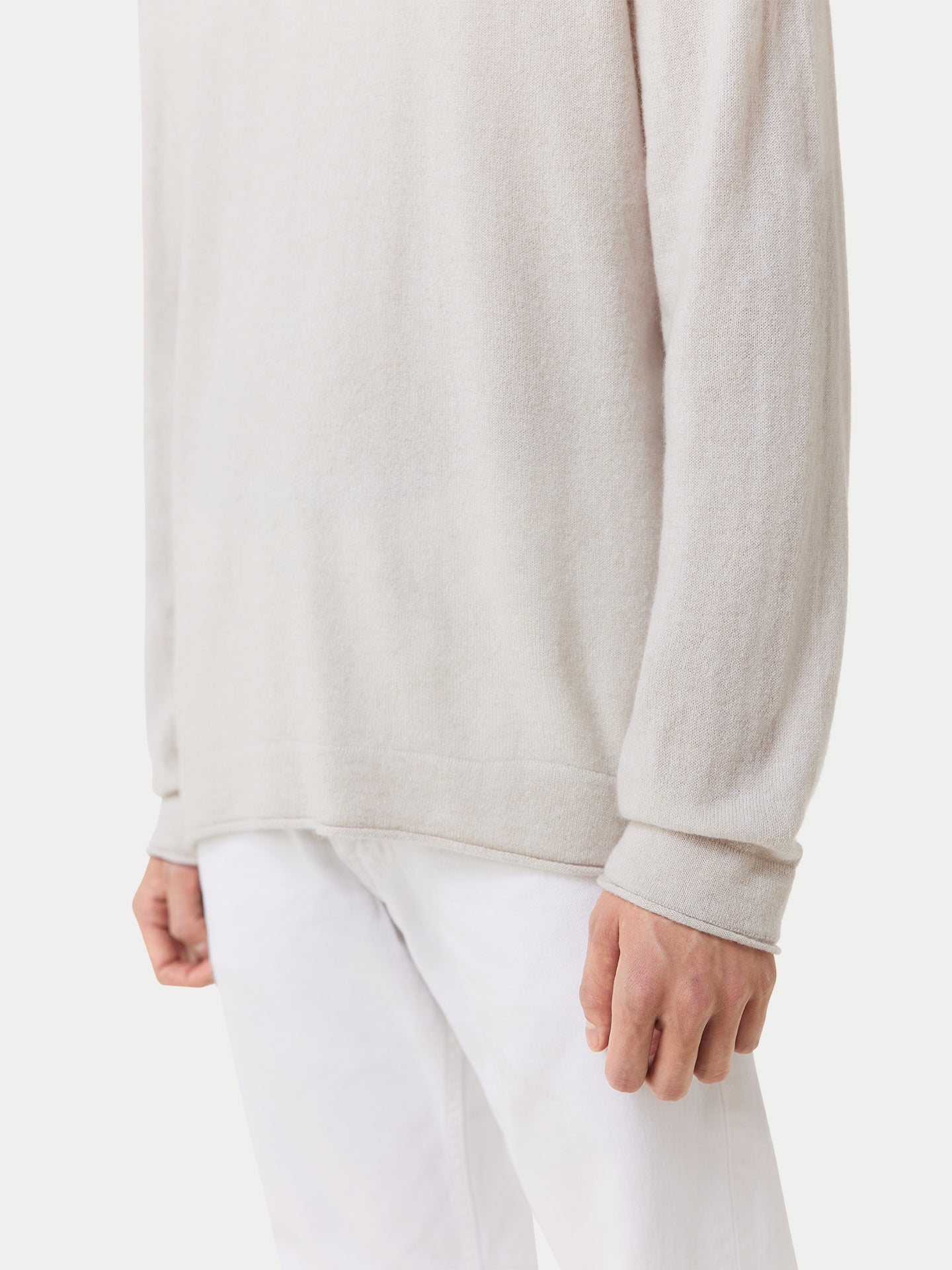 Men's Lightweight Cashmere Sweater Silver Birch - Gobi Cashmere