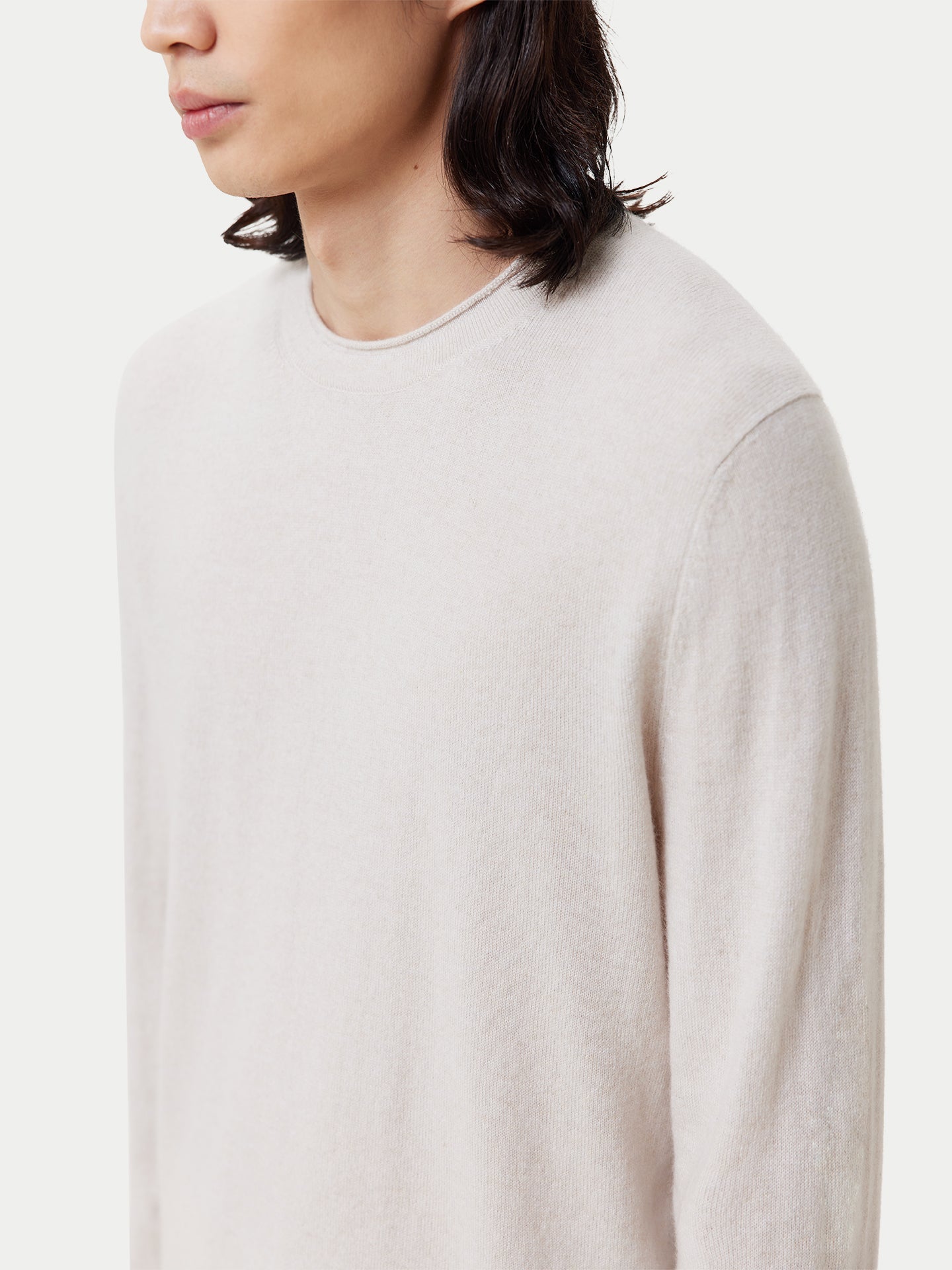 Men's Lightweight Cashmere Sweater Silver Birch - Gobi Cashmere