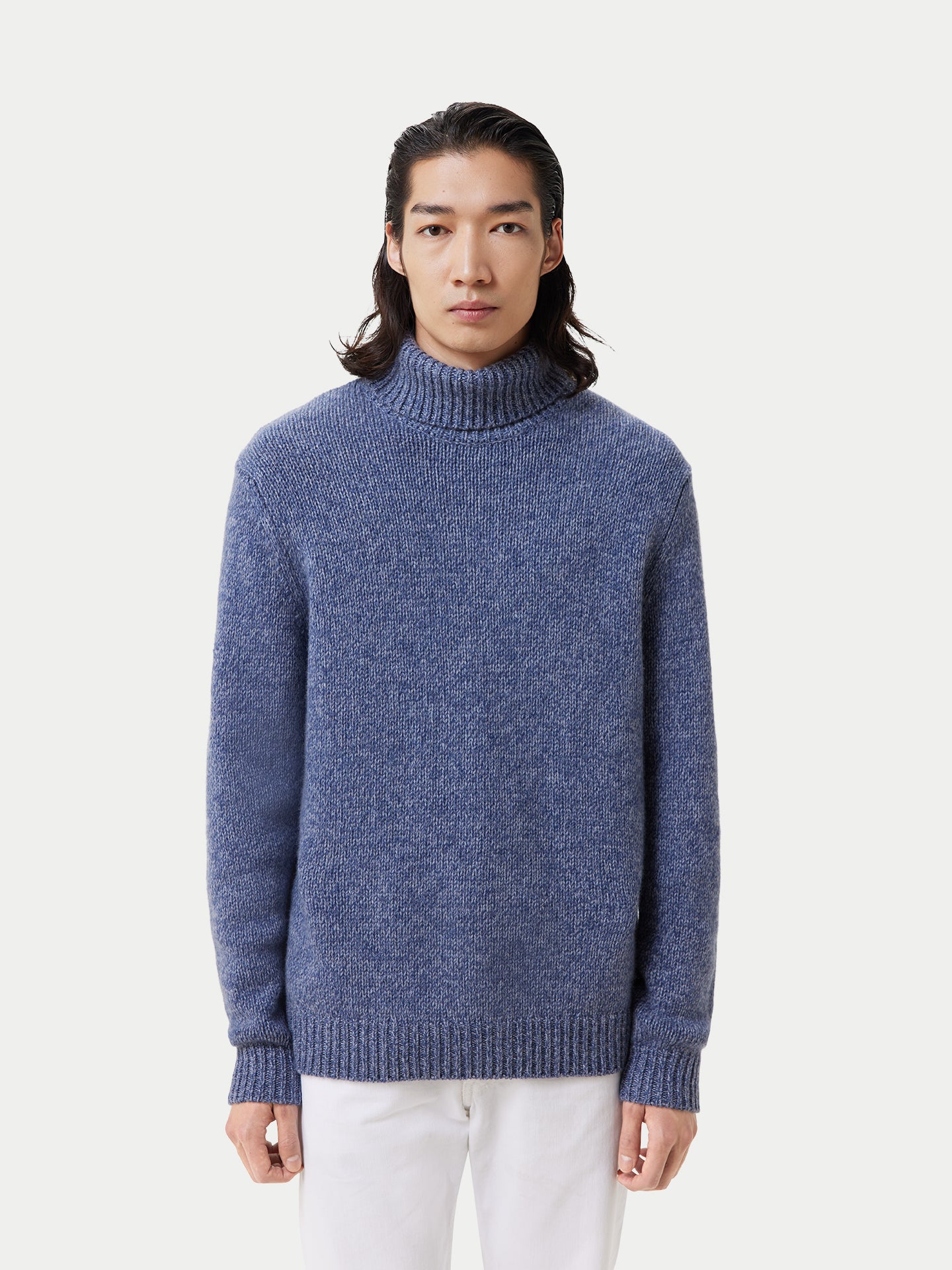 Men's Jersey Knitted Cashmere Sweater Country Blue - Gobi Cashmere