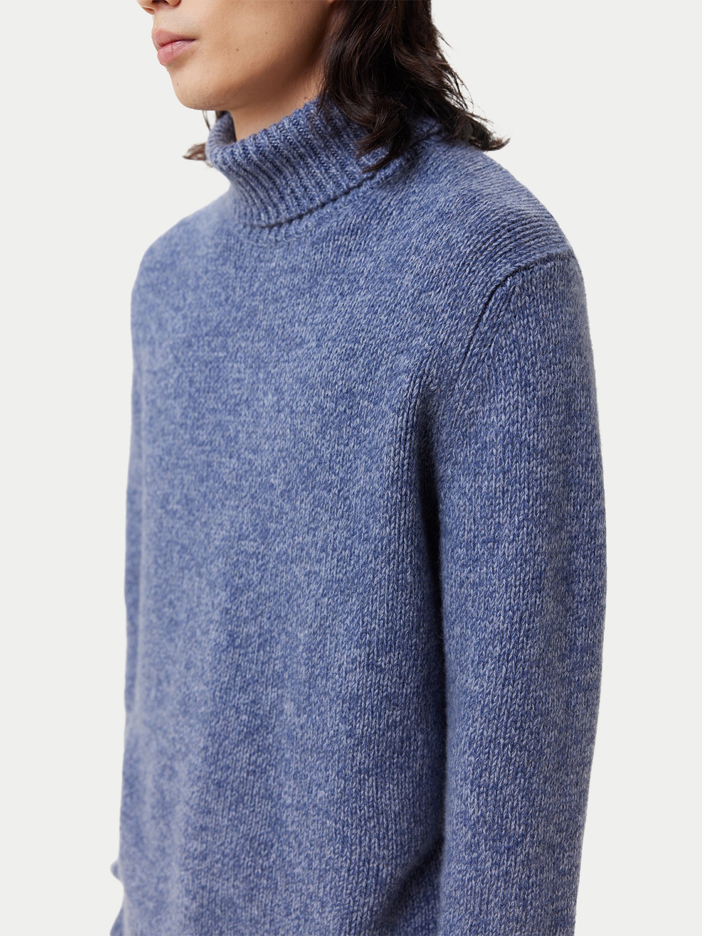 Men's Jersey Knitted Cashmere Sweater Country Blue - Gobi Cashmere